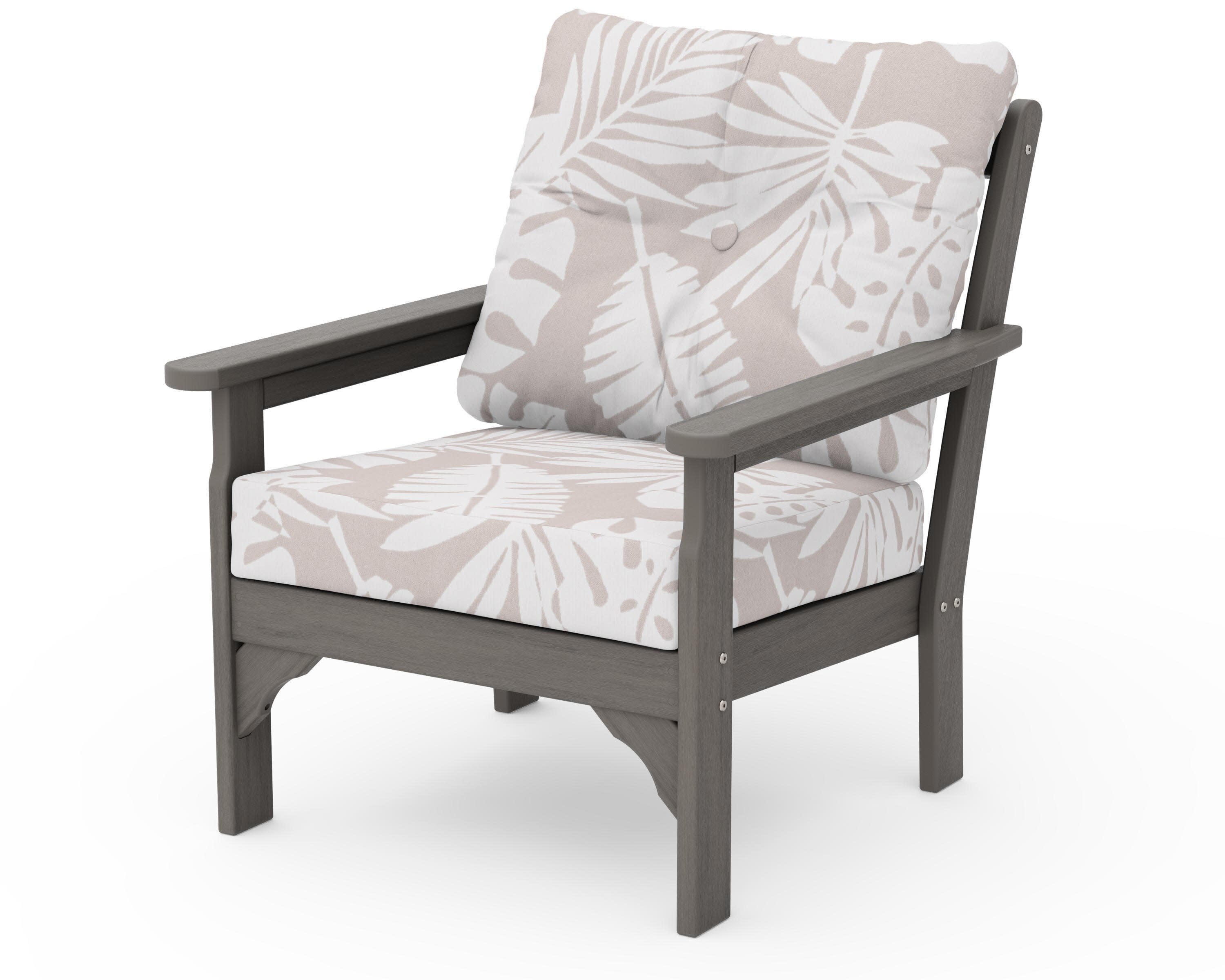 Vineyard Deep Seating Chair in Driftwood / Leaf Dune Burlap