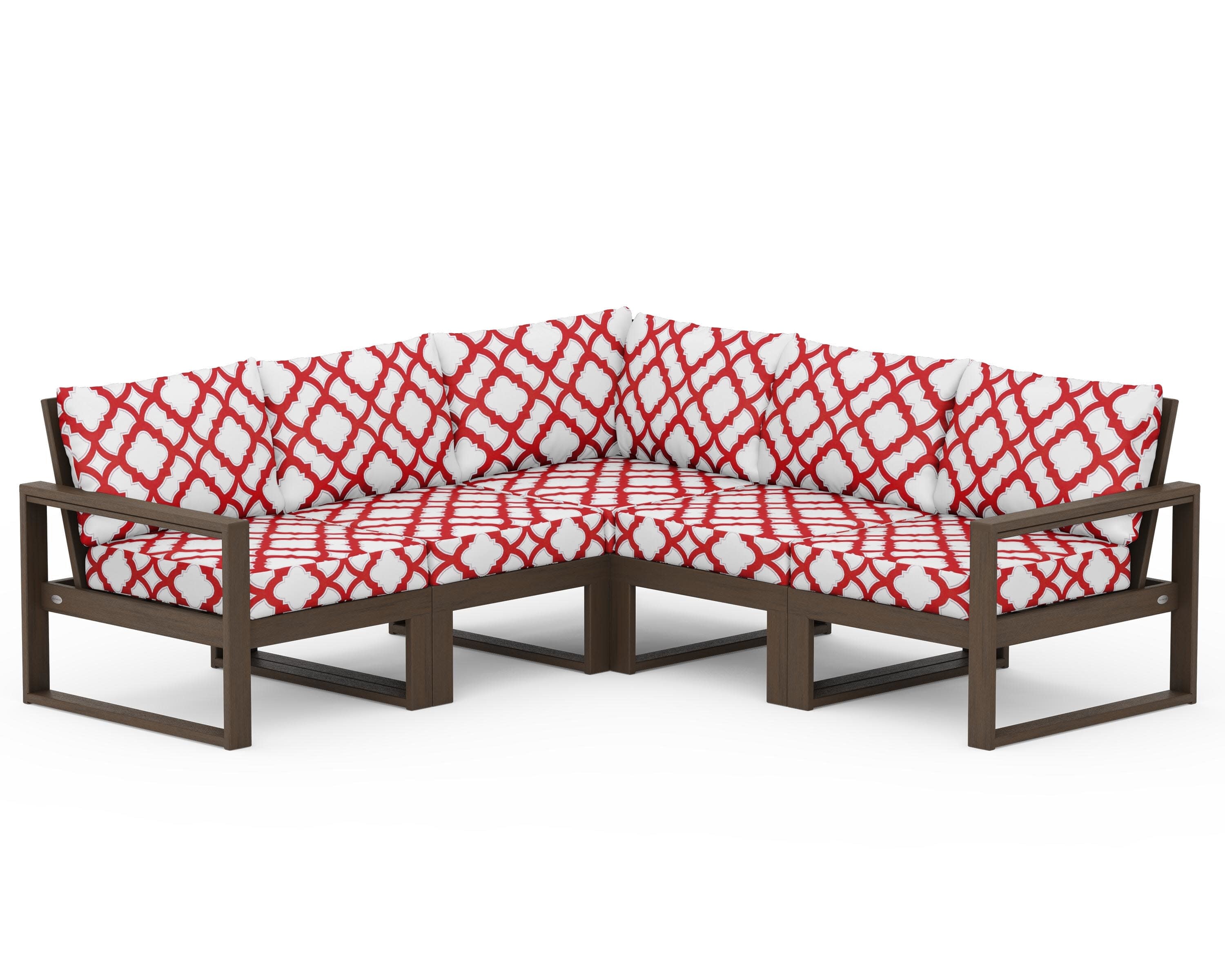 EDGE 5-Piece Modular Deep Seating Set in Kona / Trellis Crimson