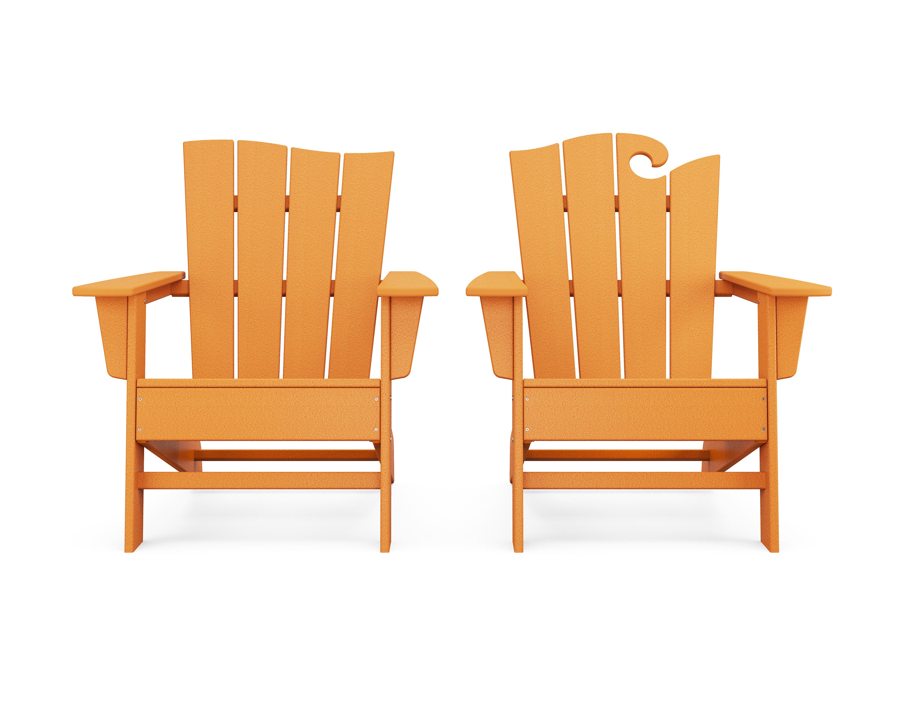 Wave 2-Piece Adirondack Set with The Wave Chair Left in Tangerine