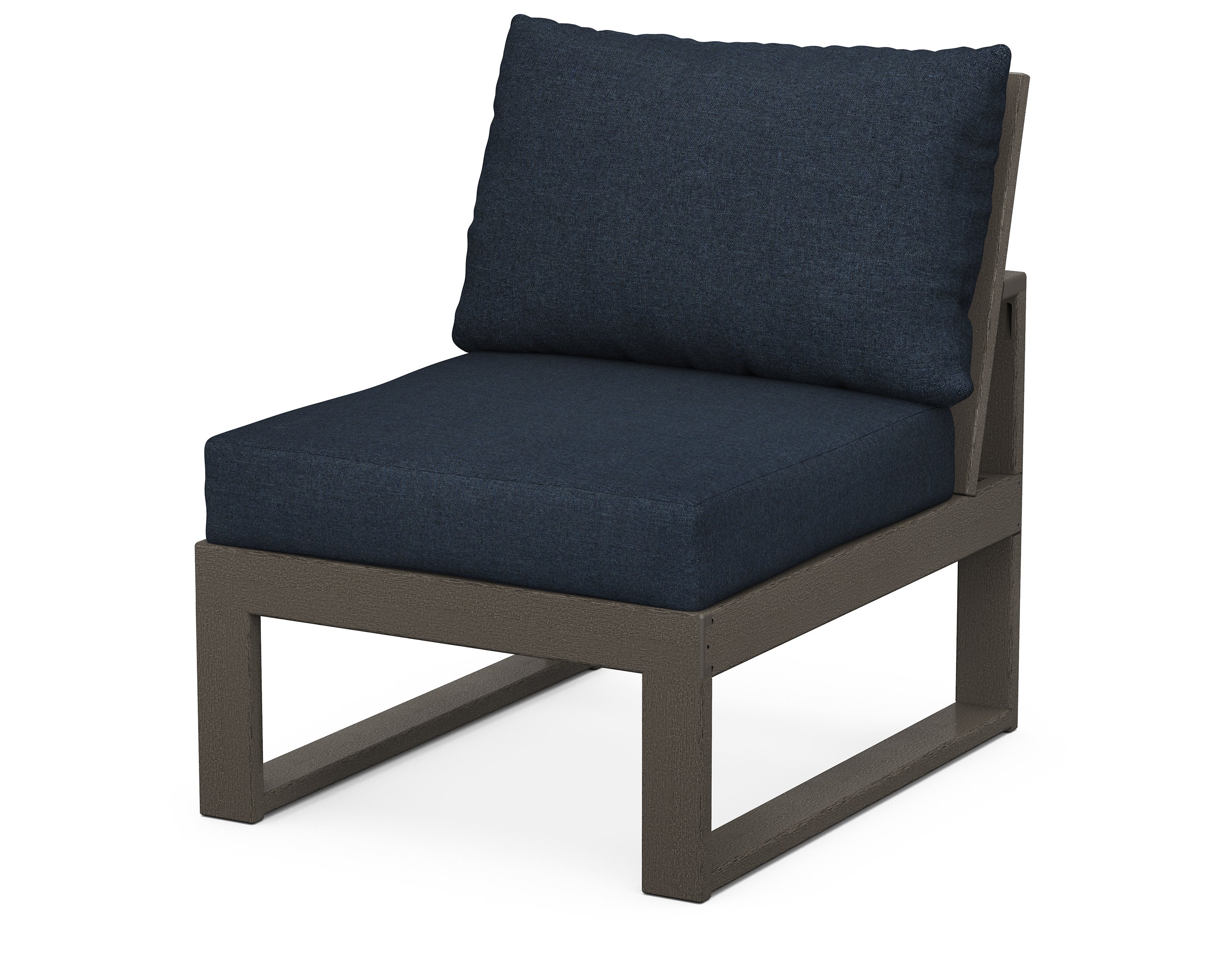 Modular Armless Chair in Vintage Coffee / Marine Indigo
