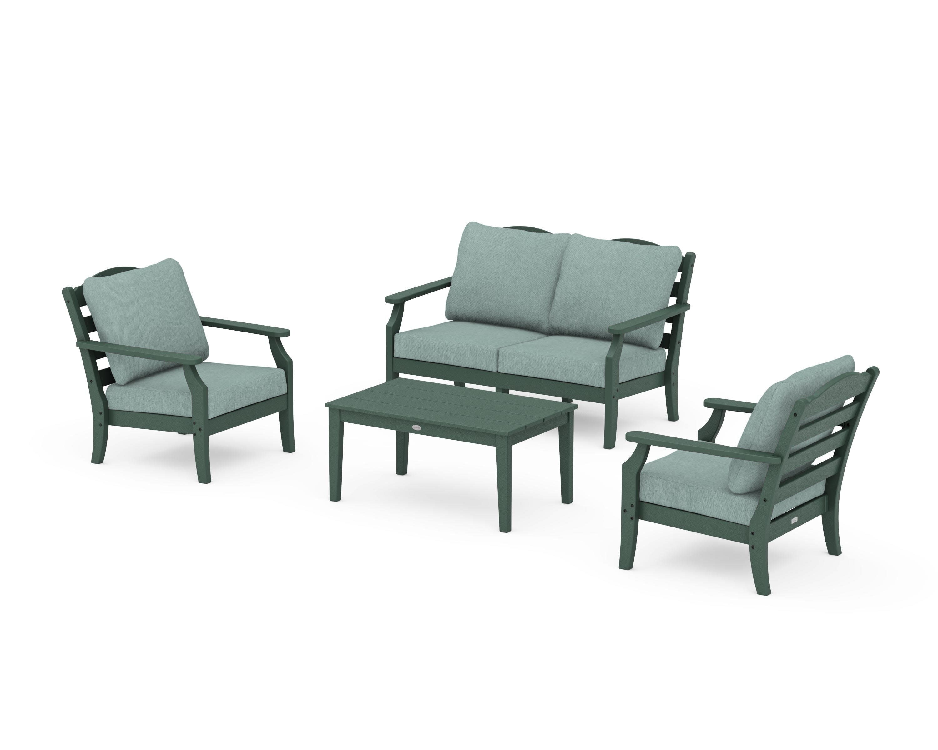 Savannah 4-Piece Deep Seating Set with Loveseat in Green / Glacier Spa