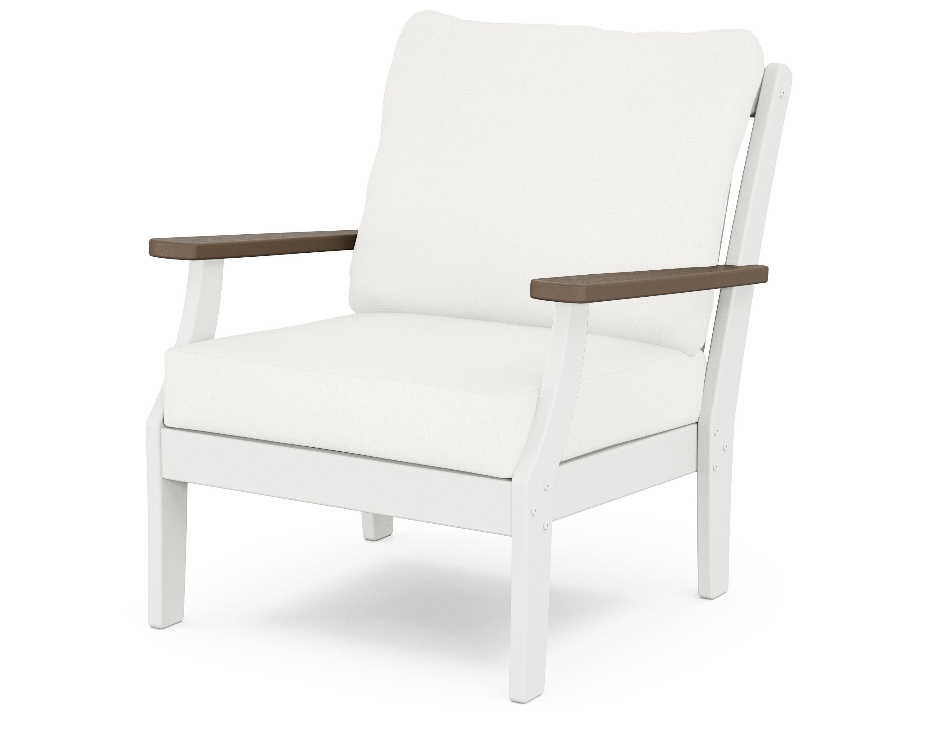 Braxton Deep Seating Chair in White / Kona / Natural Linen