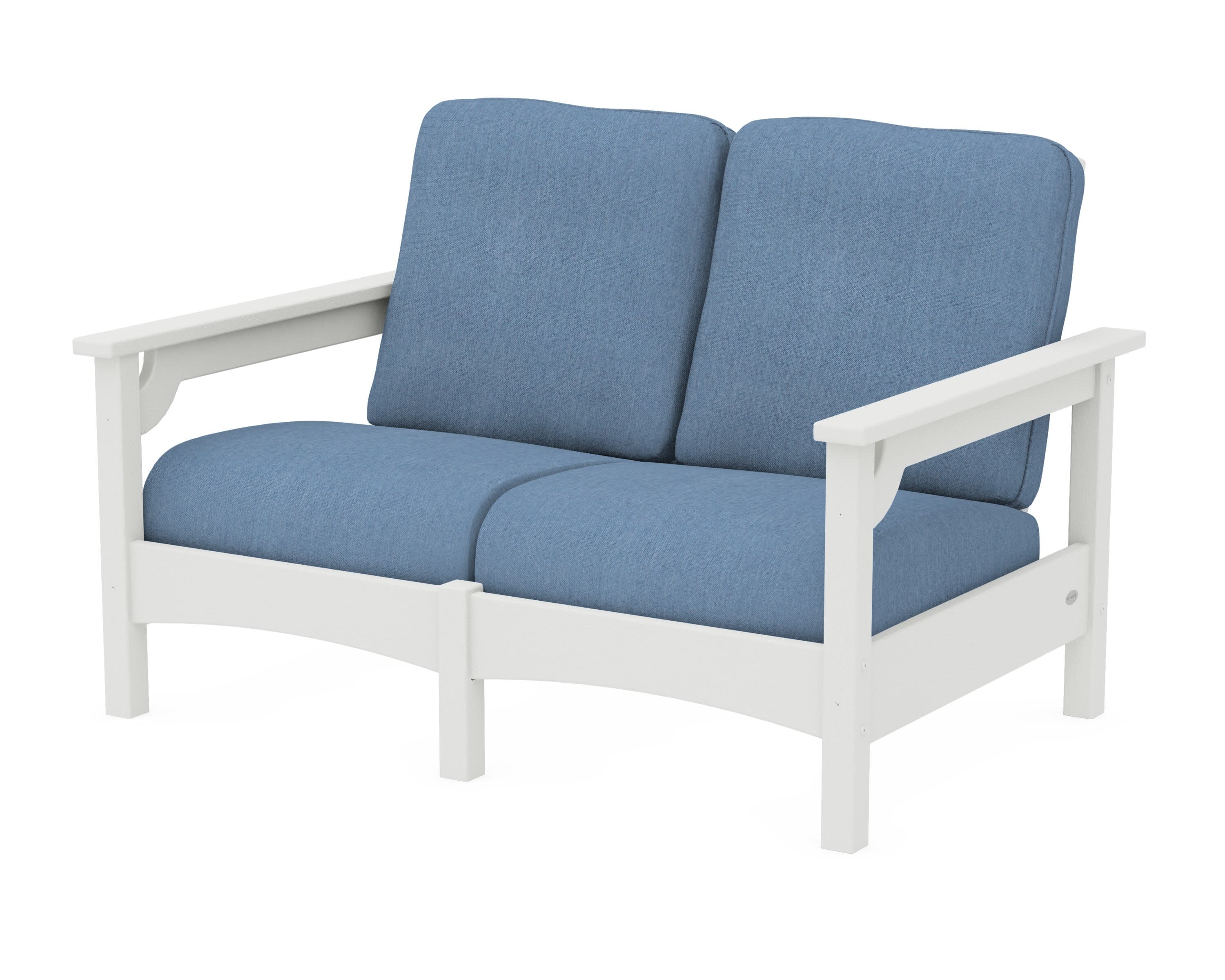 Club Loveseat in Vintage White / Sky Blue