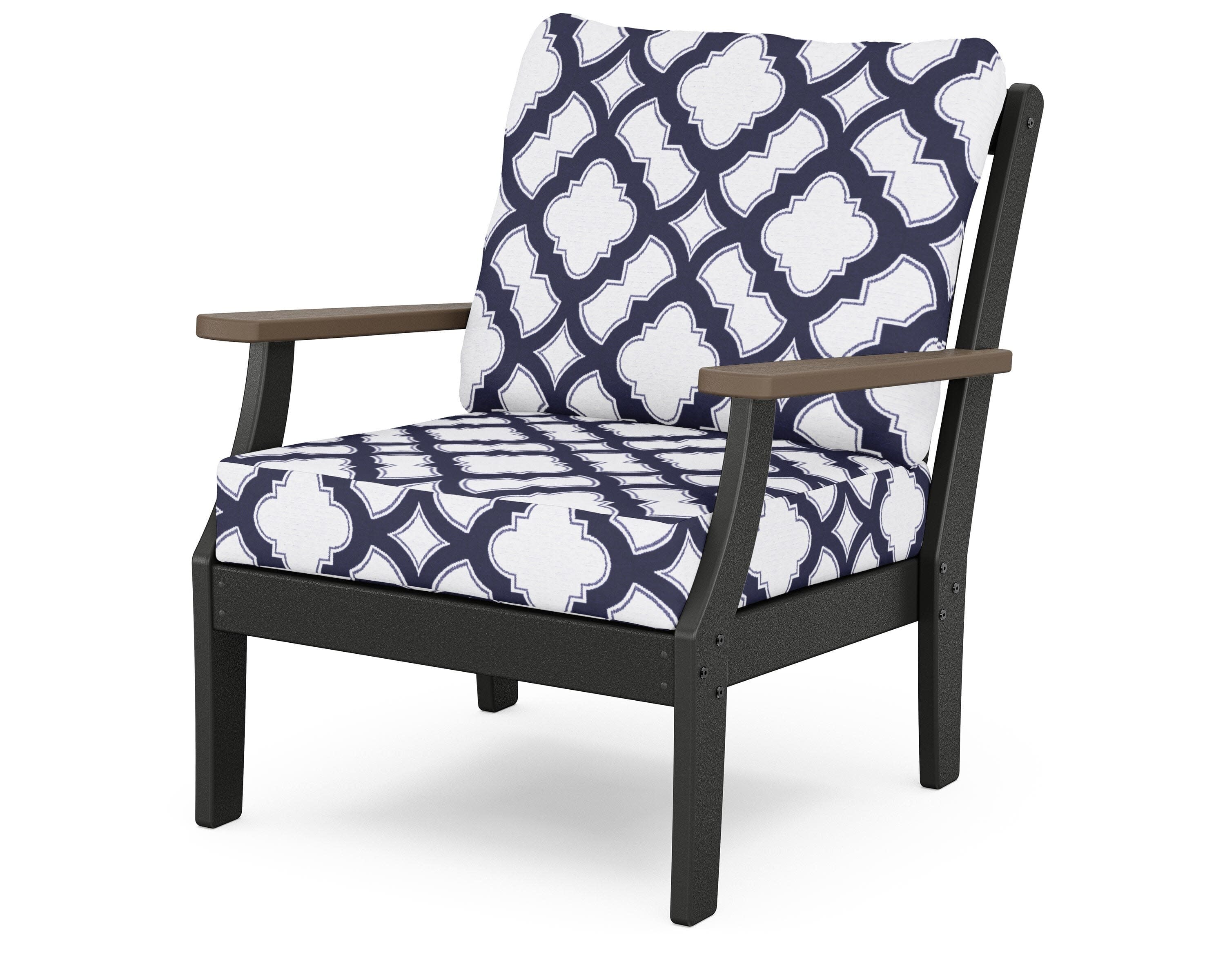 Braxton Deep Seating Chair in Black / Kona / Trellis Navy