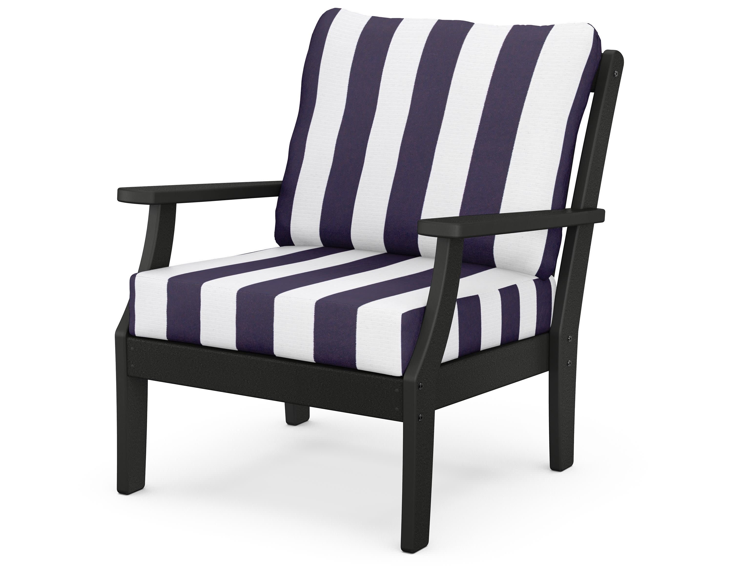 Braxton Deep Seating Chair in Black / Cabana Stripe Navy