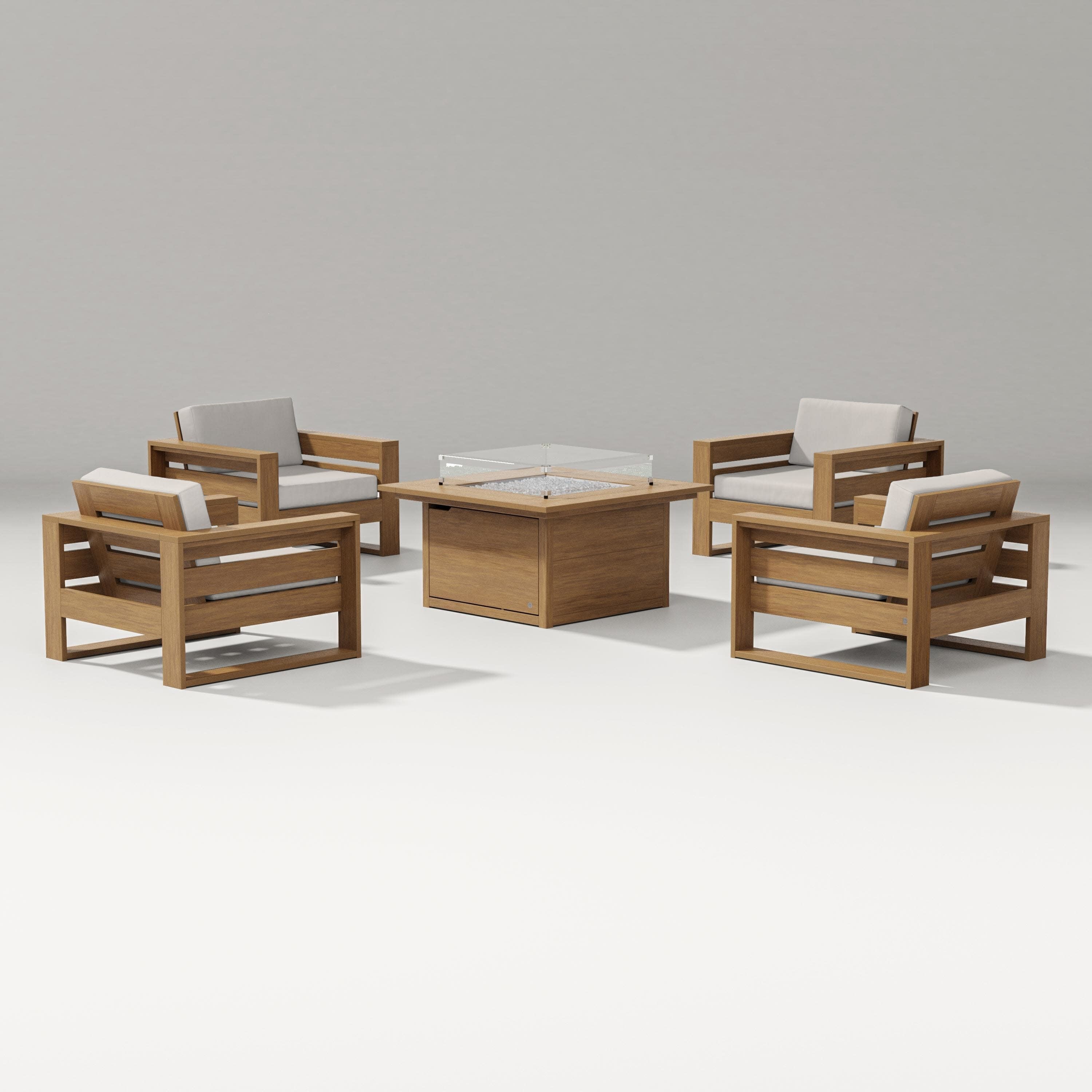 Latitude 5-Piece Lounge Fire Table Set in Natural / Cast Ash