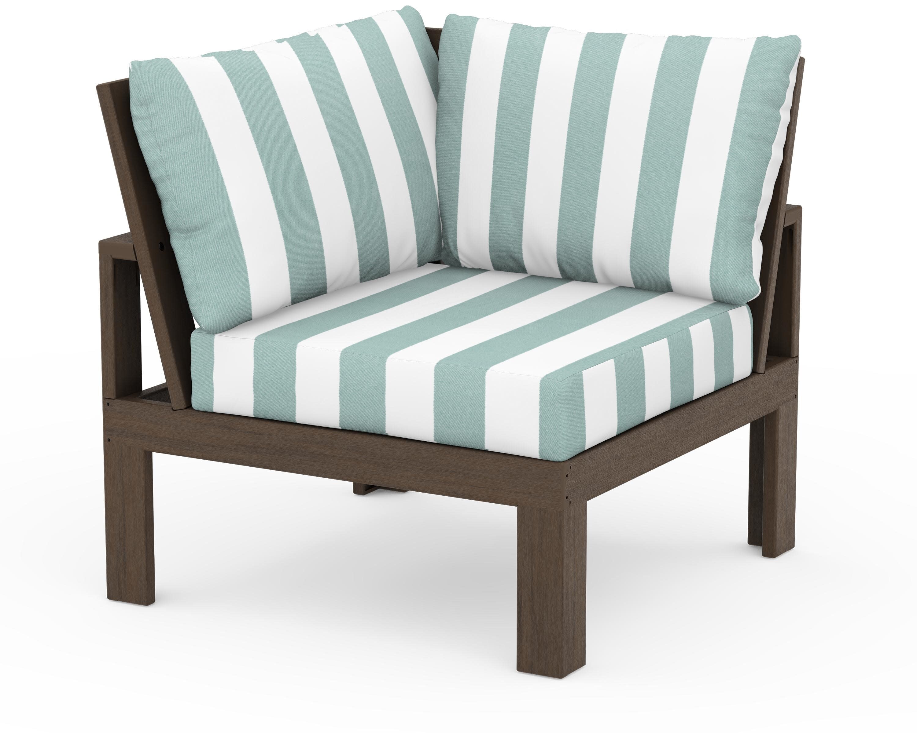 Modular Corner Chair in Kona / Cabana Stripe Glacier Spa