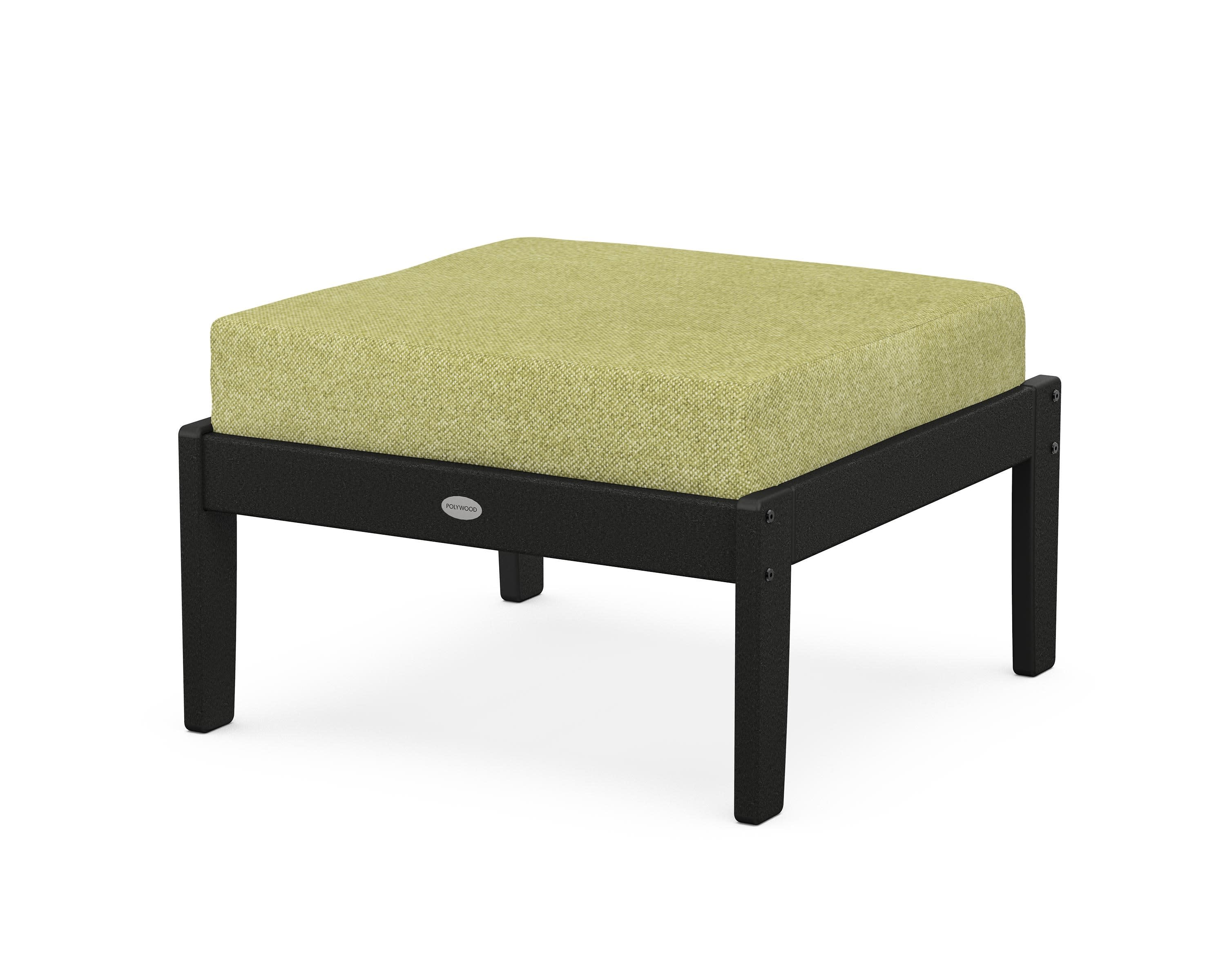 Braxton Deep Seating Ottoman in Black / Chartreuse Boucle