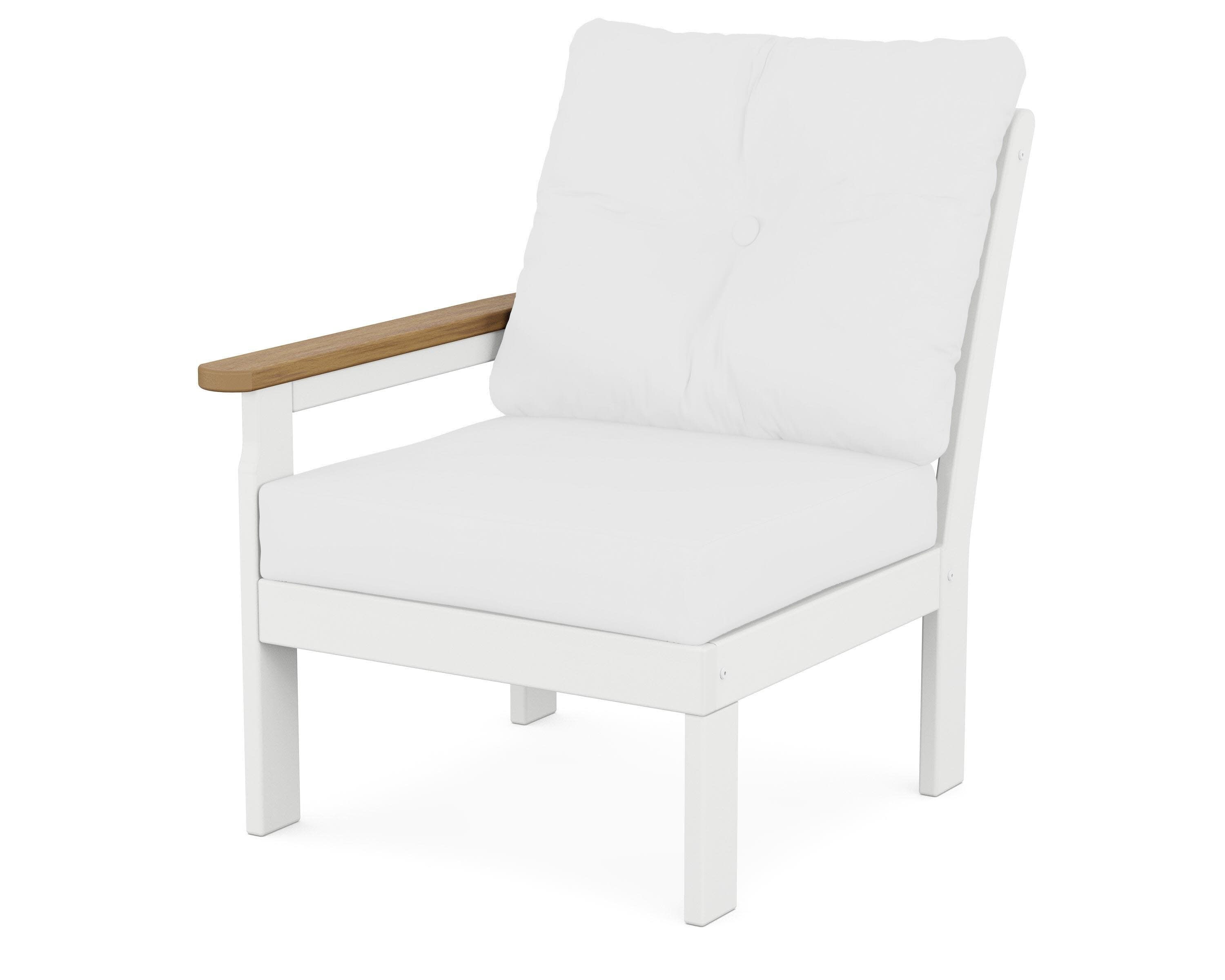 Vineyard Modular Left Arm Chair in White / Natural / Natural