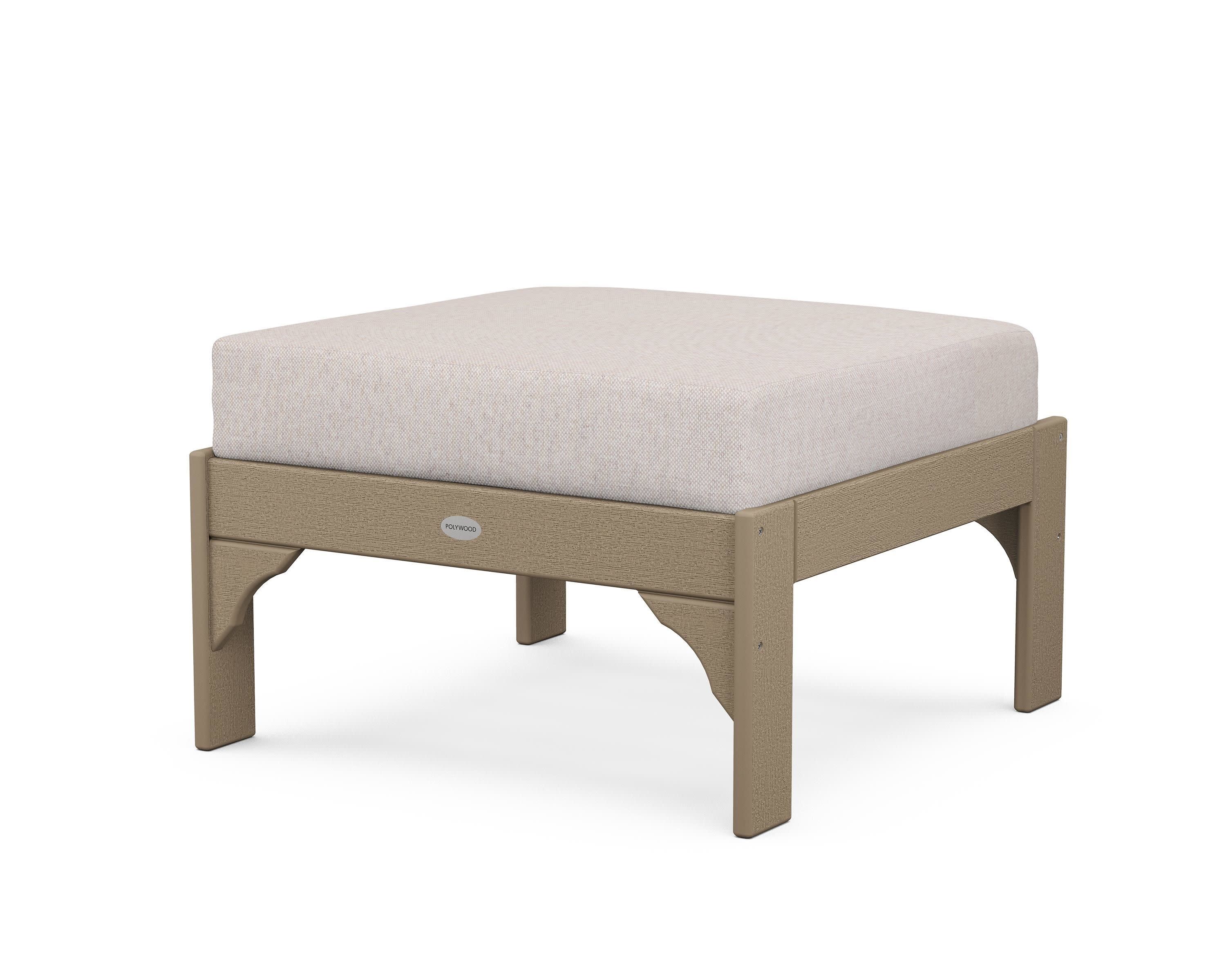 Vineyard Deep Seating Ottoman in Vintage Sahara / Dune Burlap