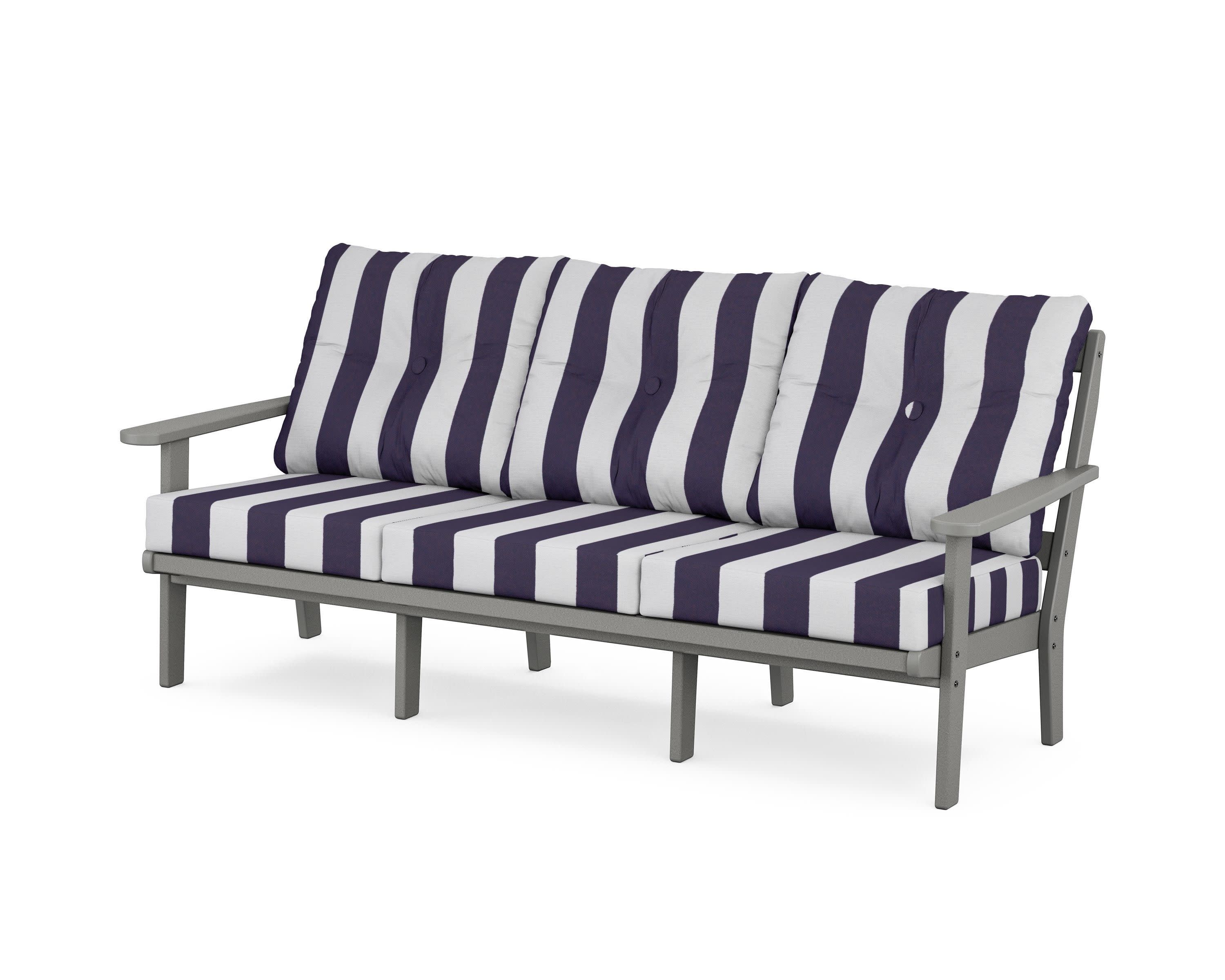 Mission Deep Seating Sofa in Slate Grey / Cabana Stripe Navy
