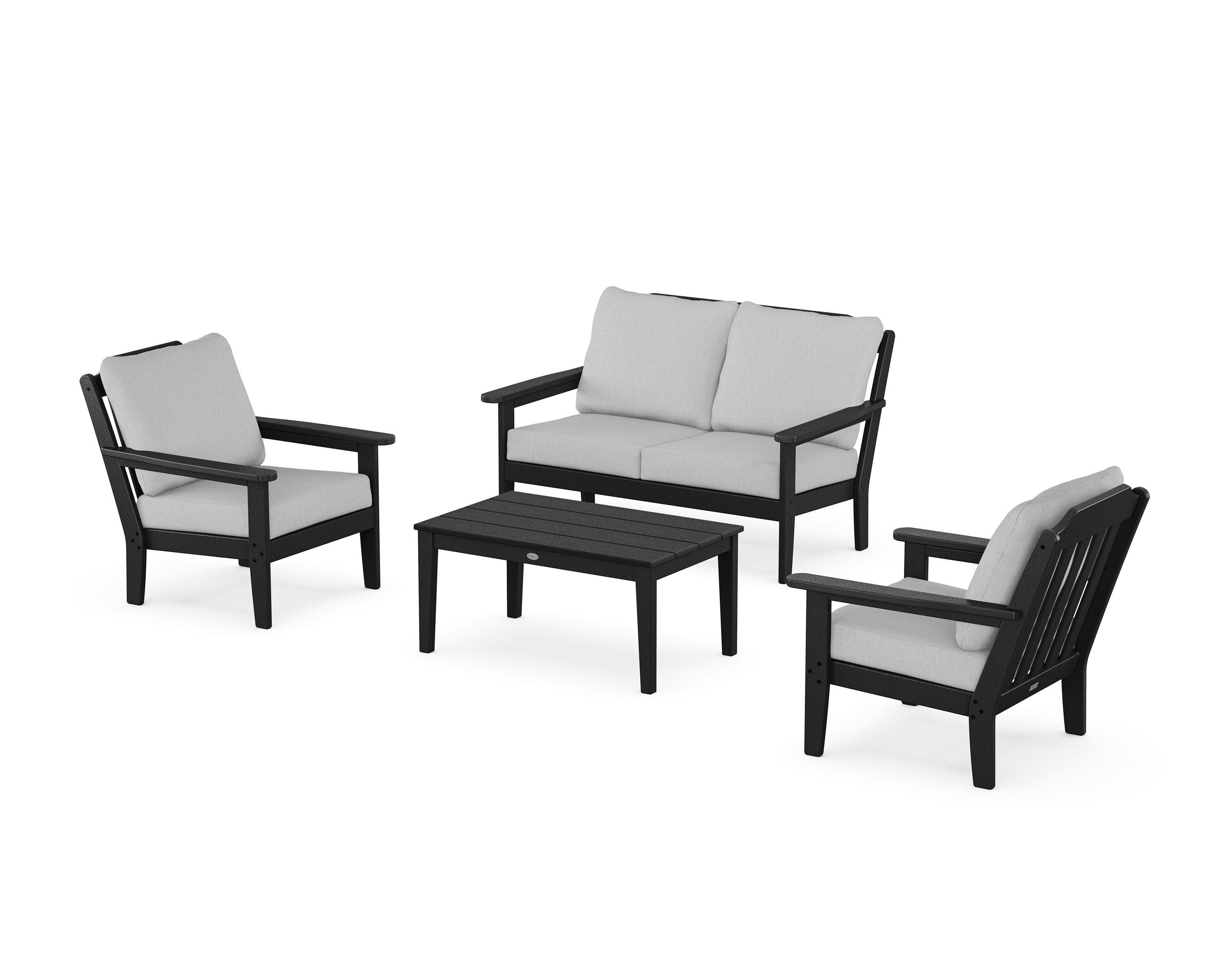 Cottage 4-Piece Deep Seating Set with Loveseat in Black / Granite