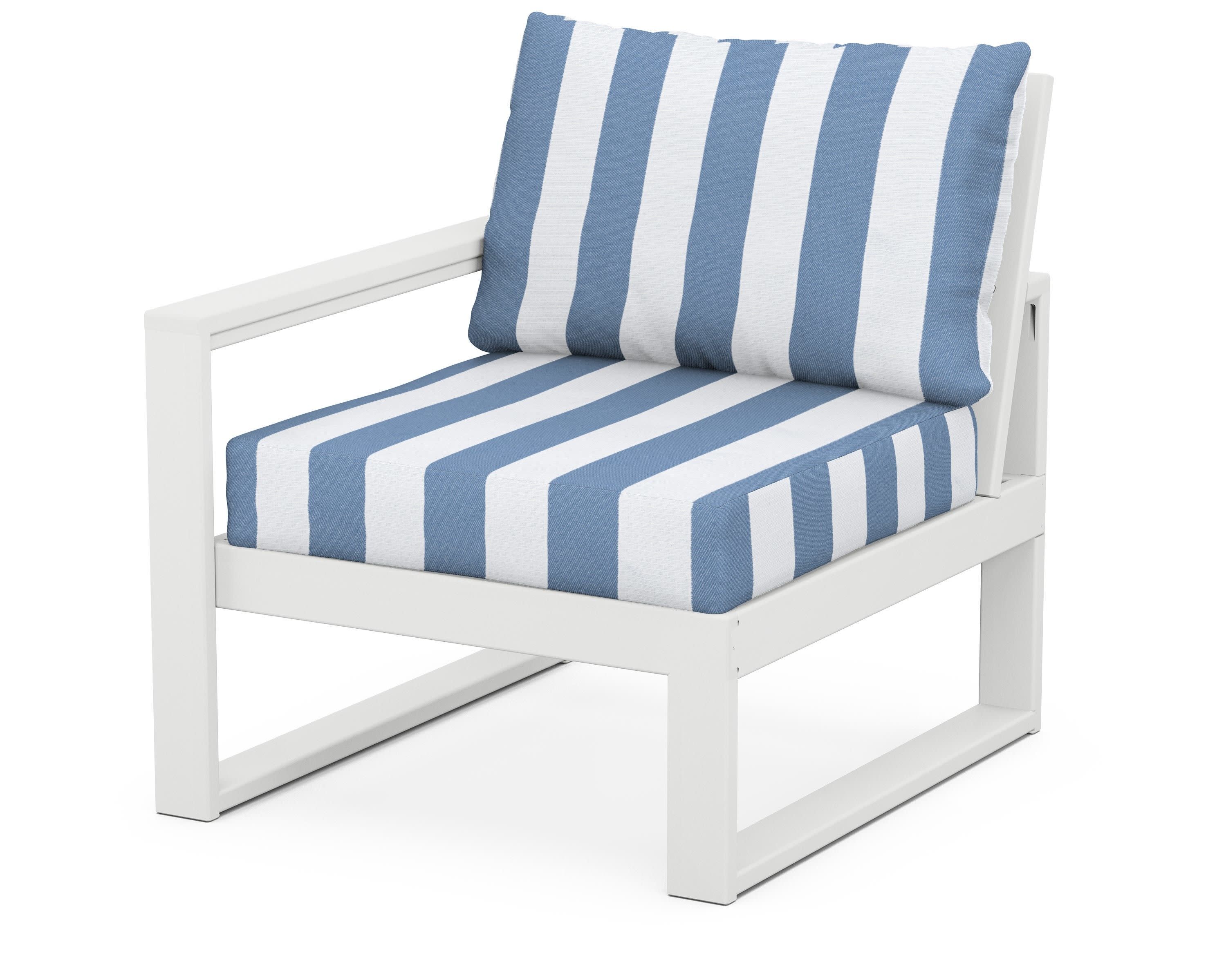 EDGE Modular Left Arm Chair in White / Cabana Stripe Sky Blue