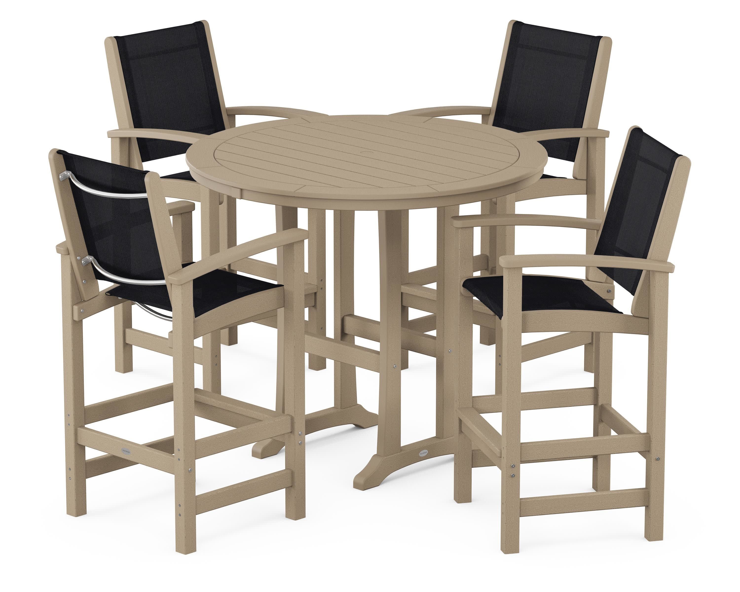 Coastal 5-Piece Nautical Trestle Bar Set in Vintage Sahara / Black Sling