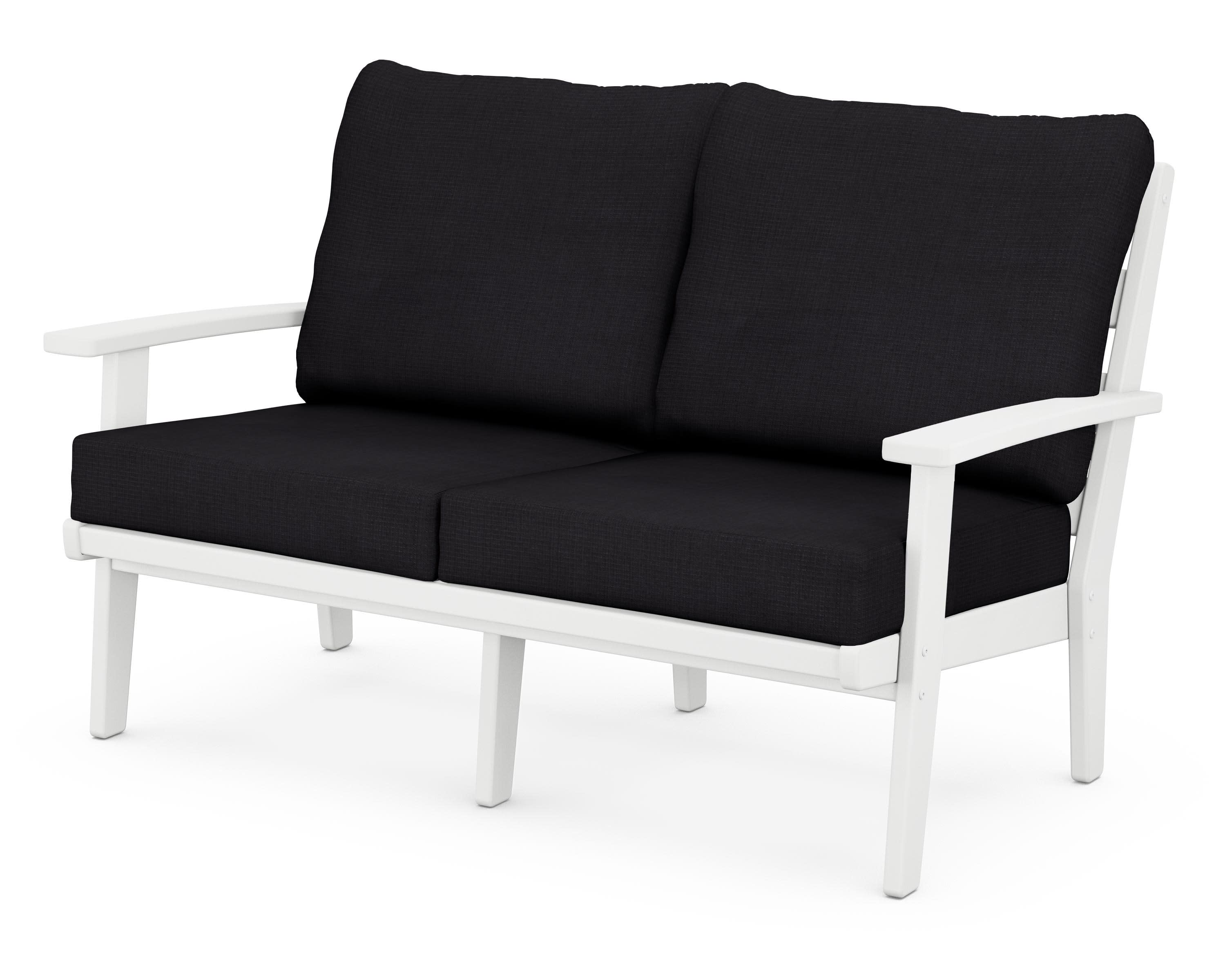Grant Park Deep Seating Loveseat in White / Midnight Linen