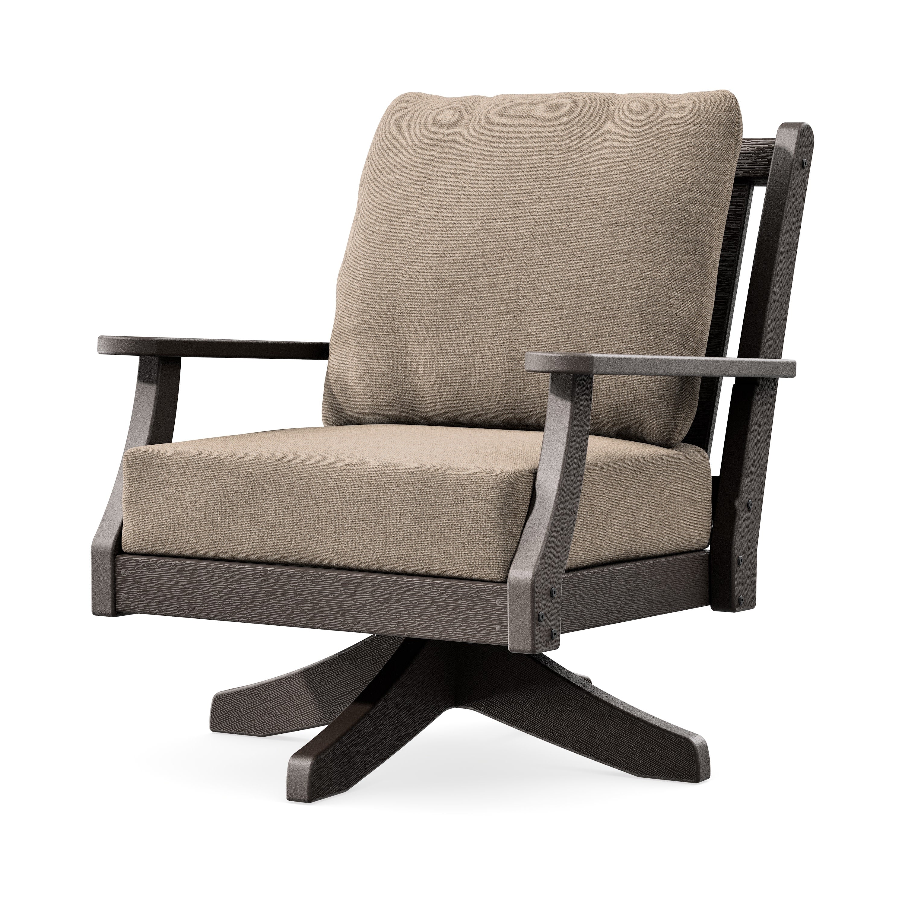 Wovendale Deep Seating Swivel Chair in Vintage Coffee / Spiced Burlap