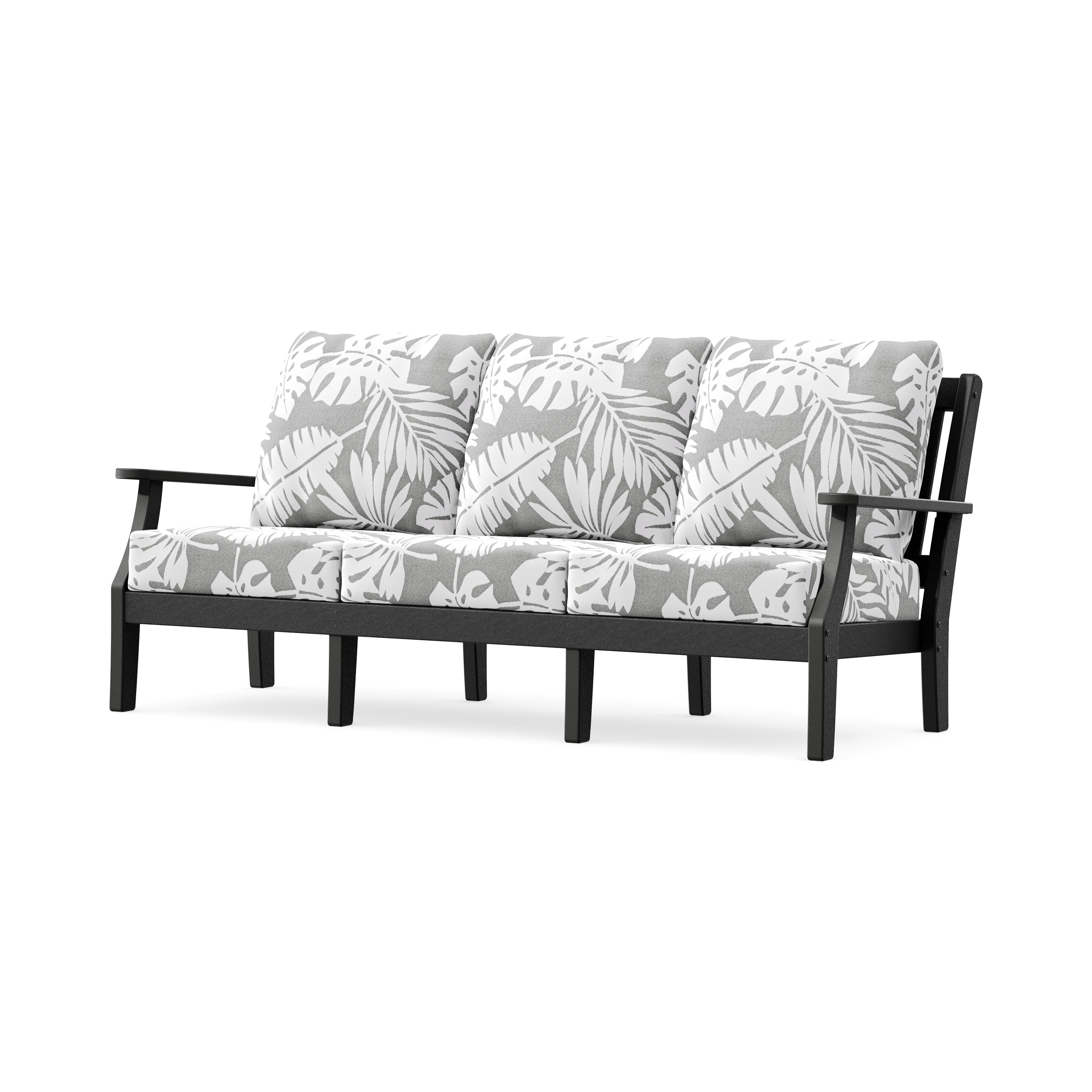 Chinoiserie Deep Seating Sofa in Black / Leaf Grey Mist
