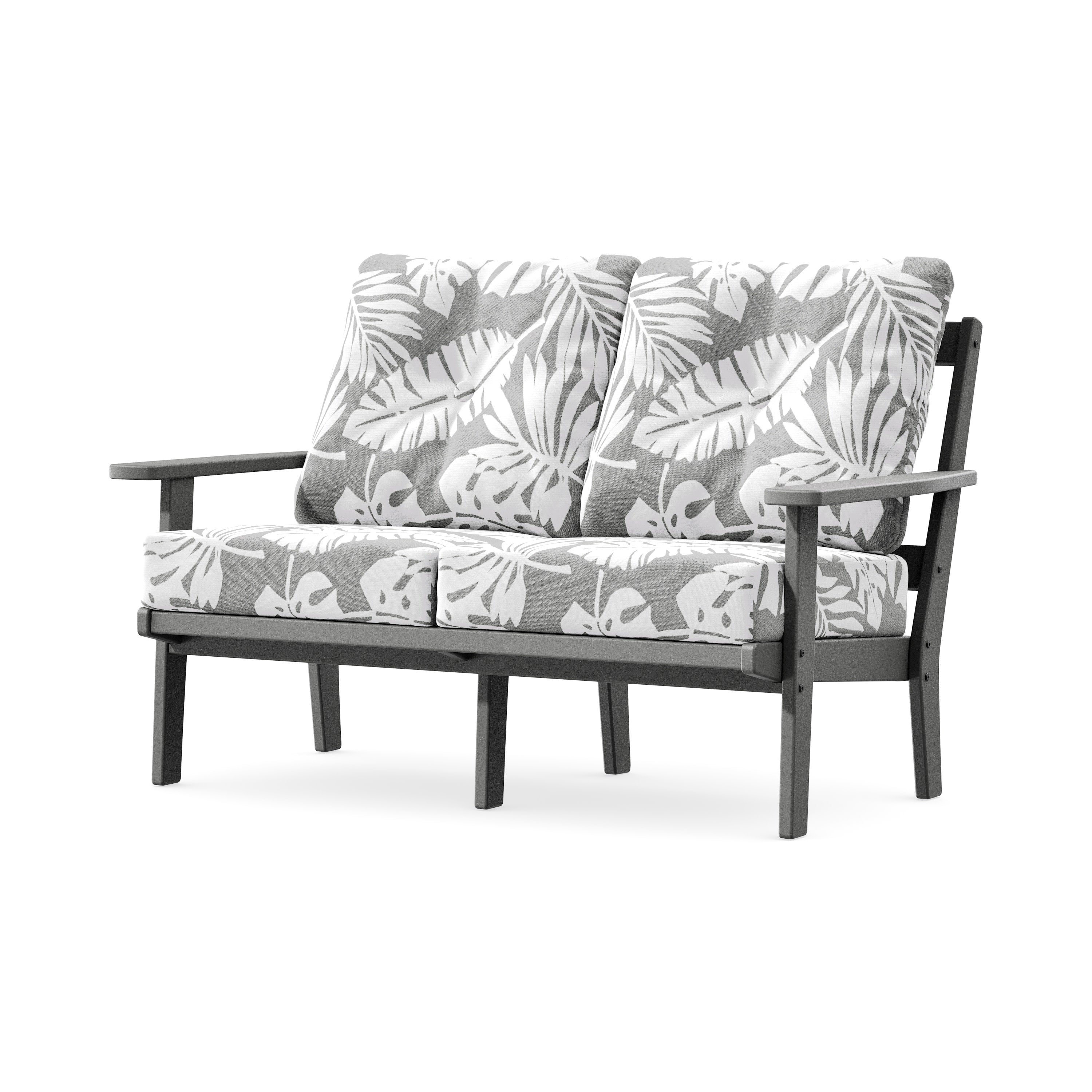 Prairie Deep SeatingLoveseat in Slate Grey / Leaf Grey Mist