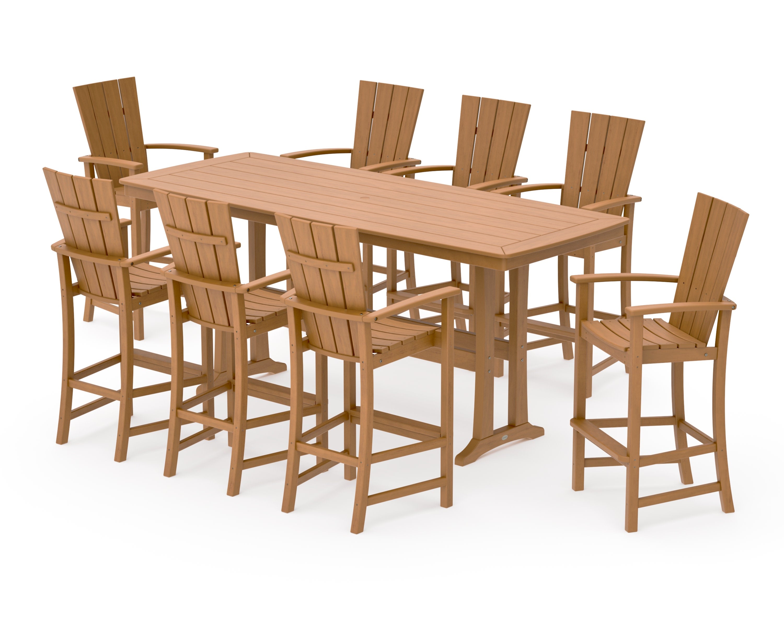 Quattro Adirondack 9-Piece Bar Set with Trestle Legs in Natural