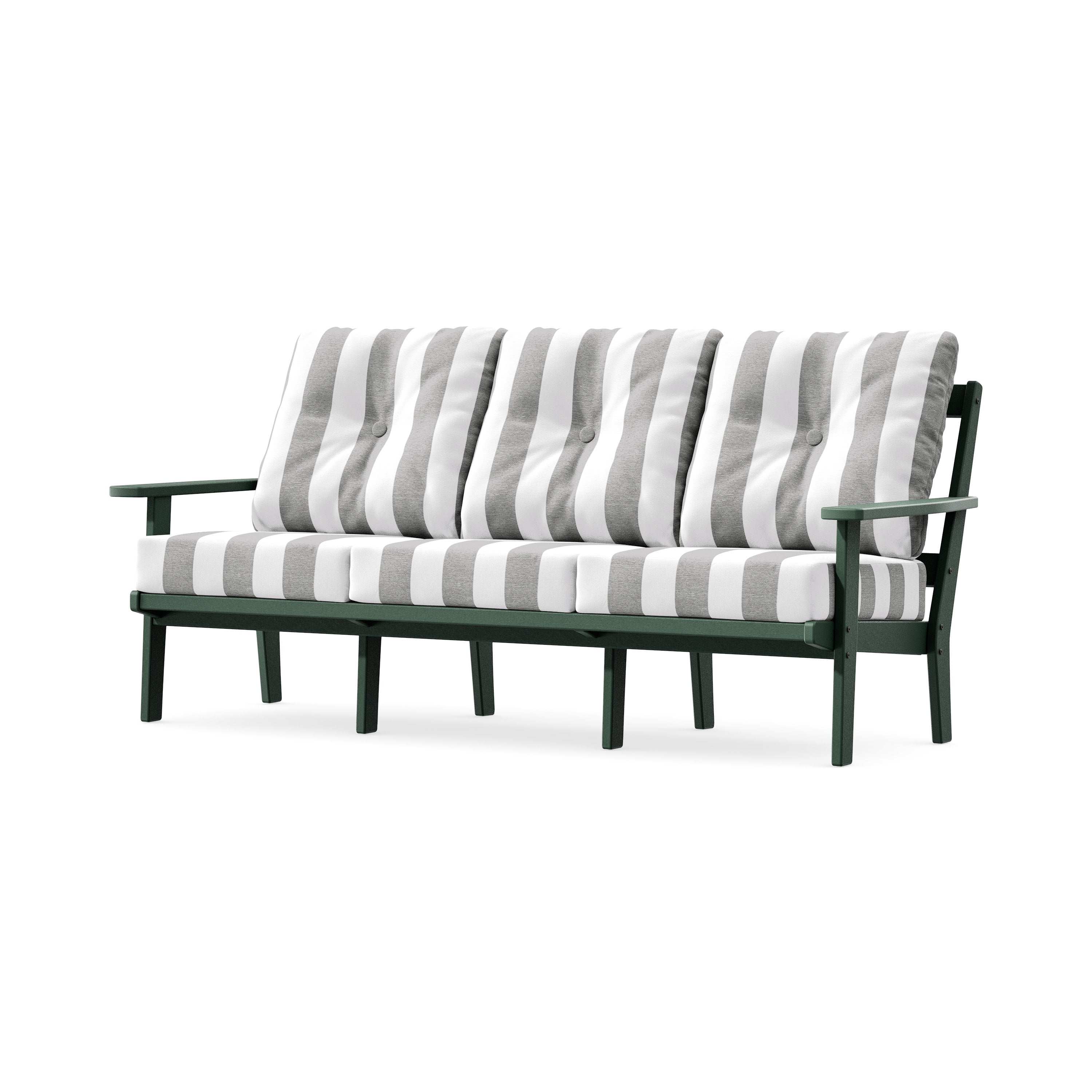PrairieDeep Seating Sofa in Green / Cabana Stripe Grey Mist