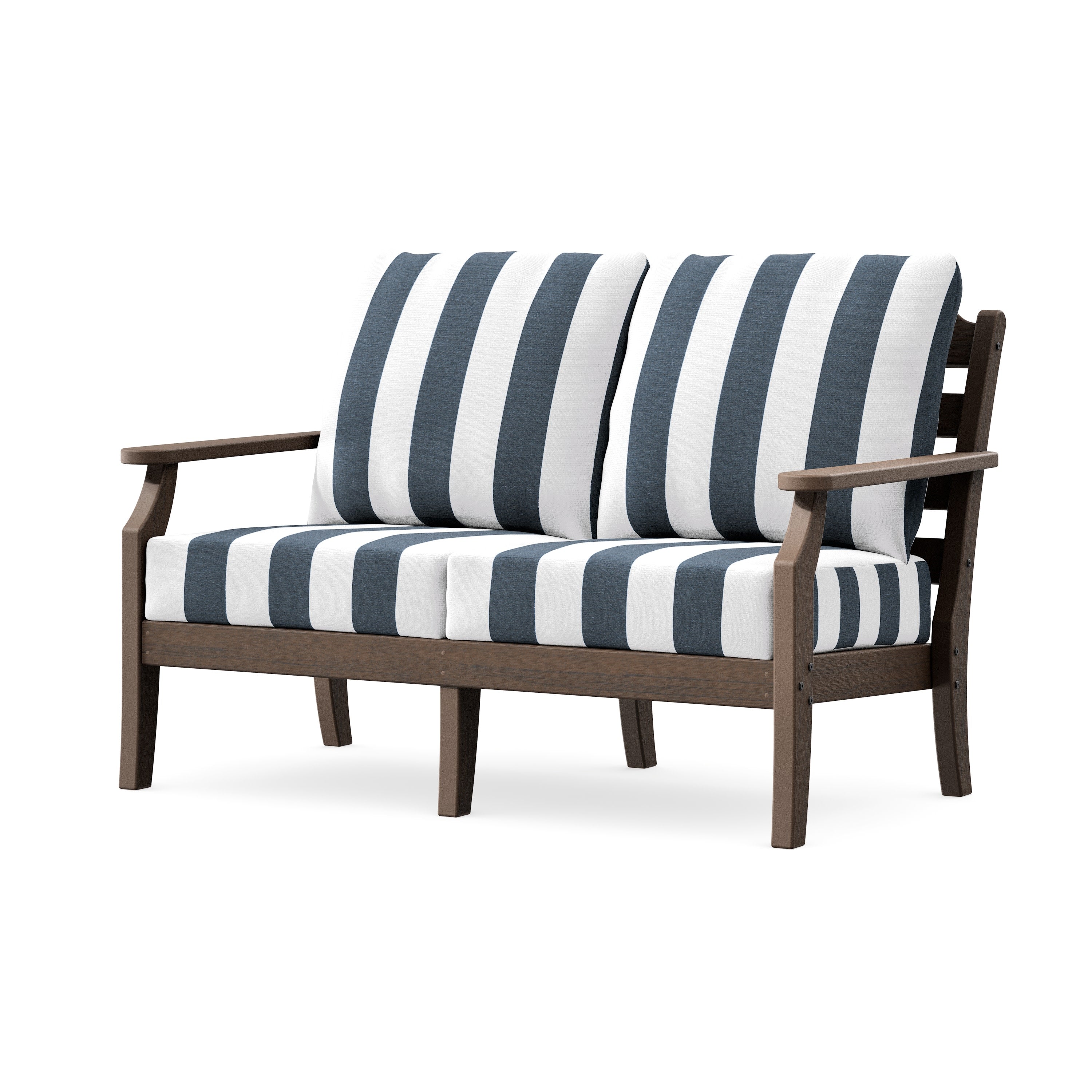 Savannah Deep Seating Loveseat in Kona / Cabana Stripe Marine Indigo