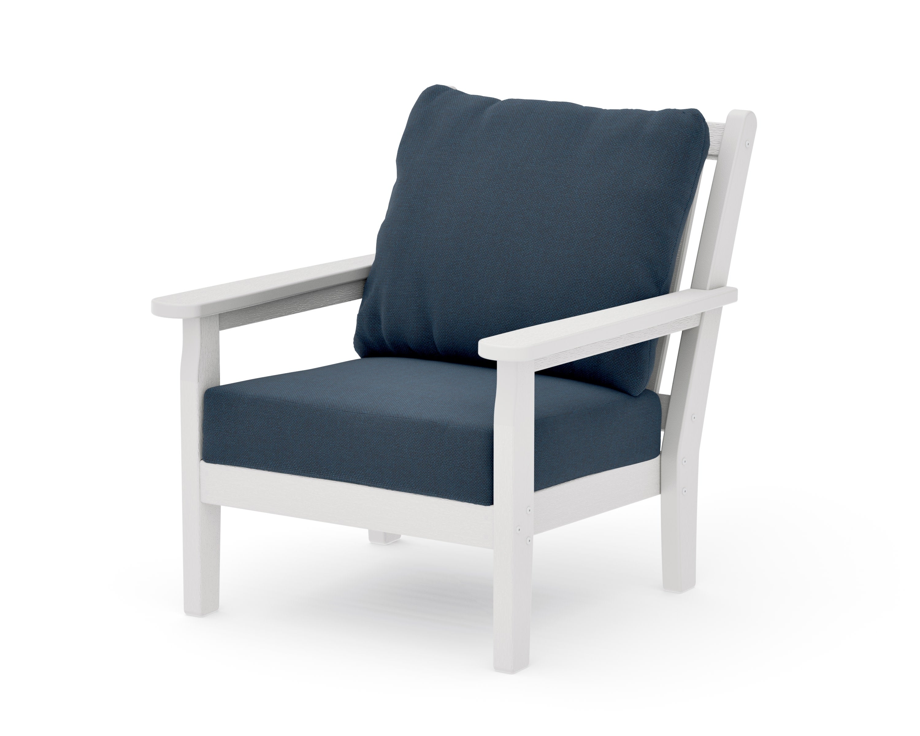 Chippendale Deep Seating Chair in Vintage White / Marine Indigo