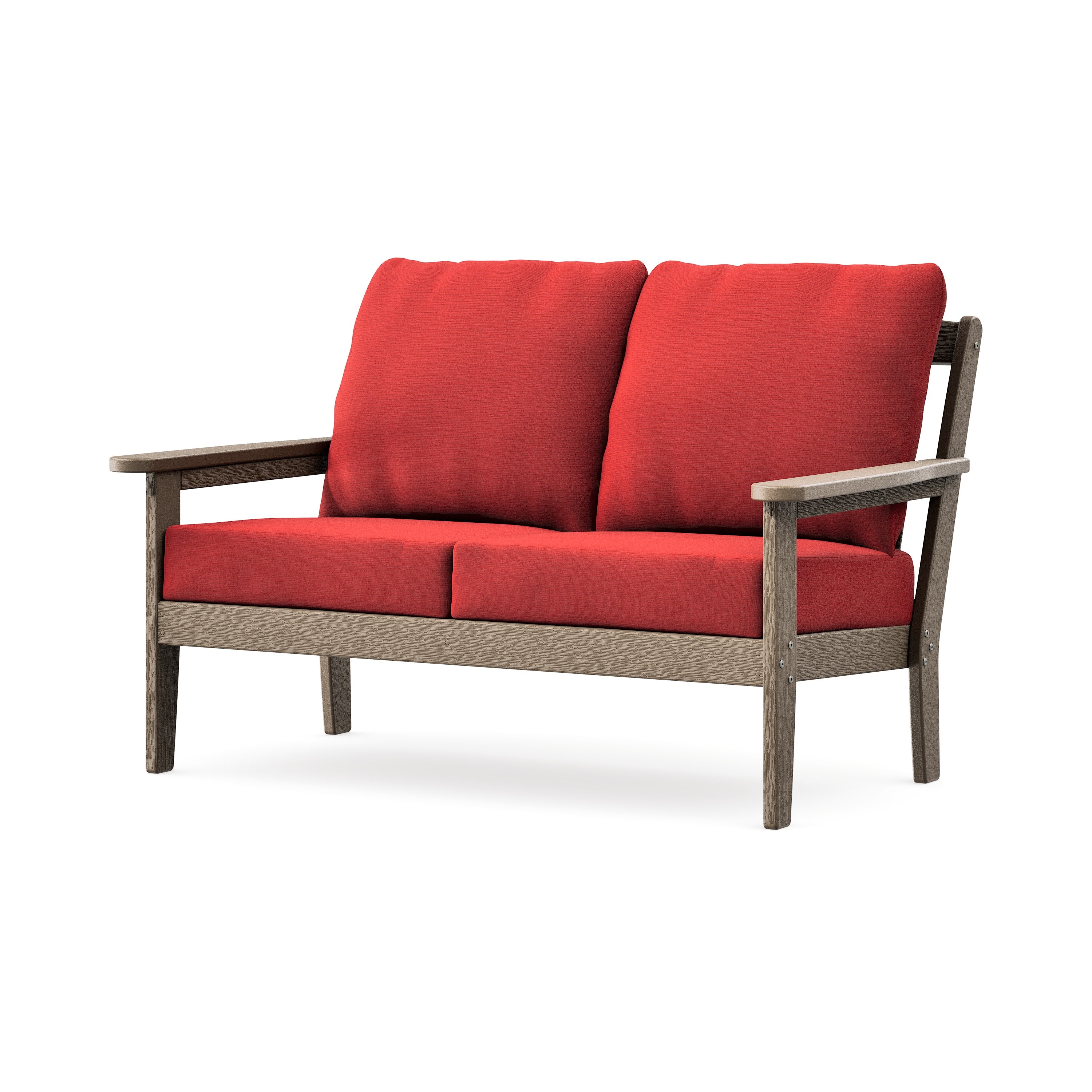 Cottage Deep Seating Loveseat in Vintage Sahara / Crimson Linen