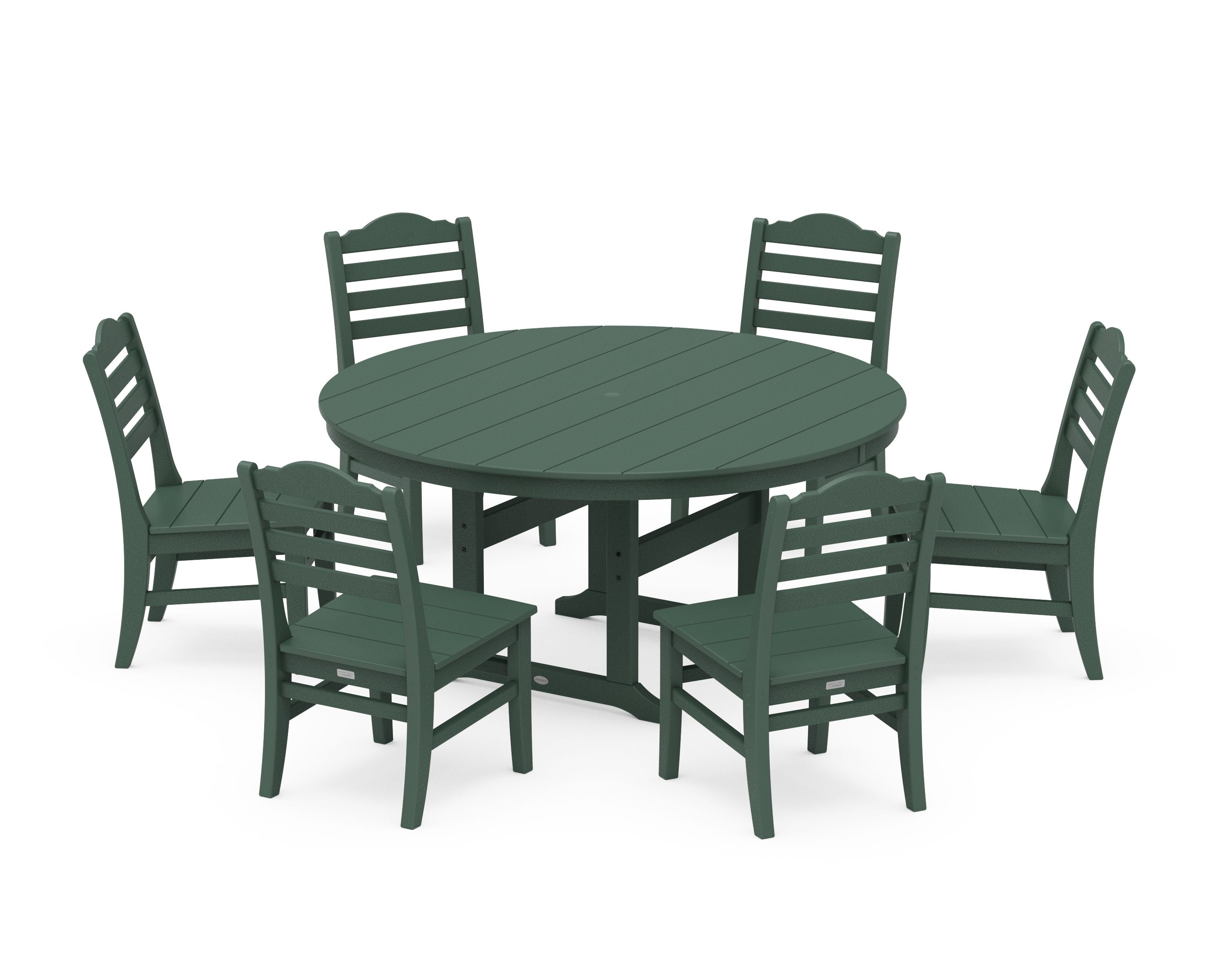 Savannah 7-Piece Side Chair Round Farmhouse Dining Set in Green