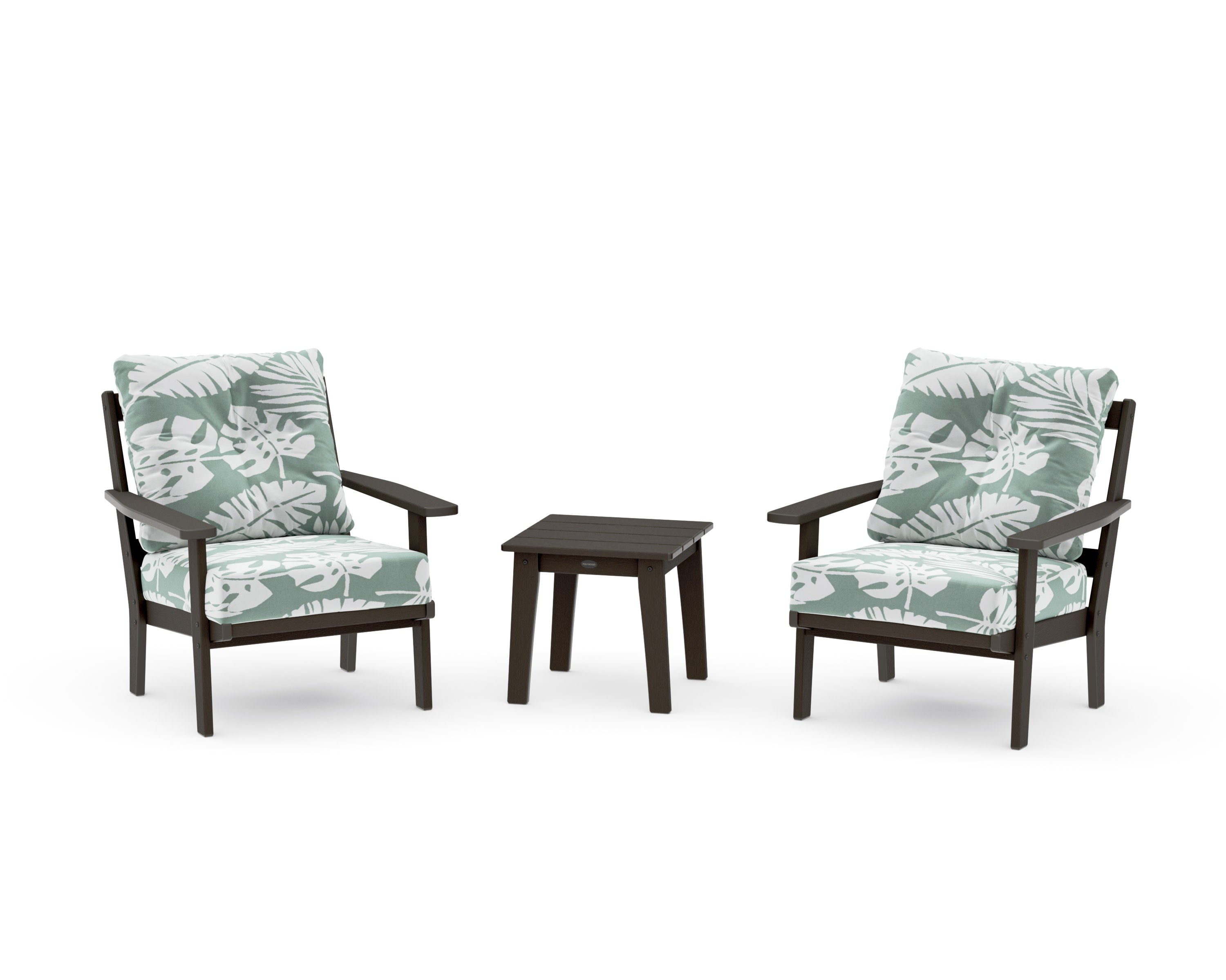 Oxford 3-Piece Deep Seating Set in Vintage Coffee / Leaf Glacier Spa
