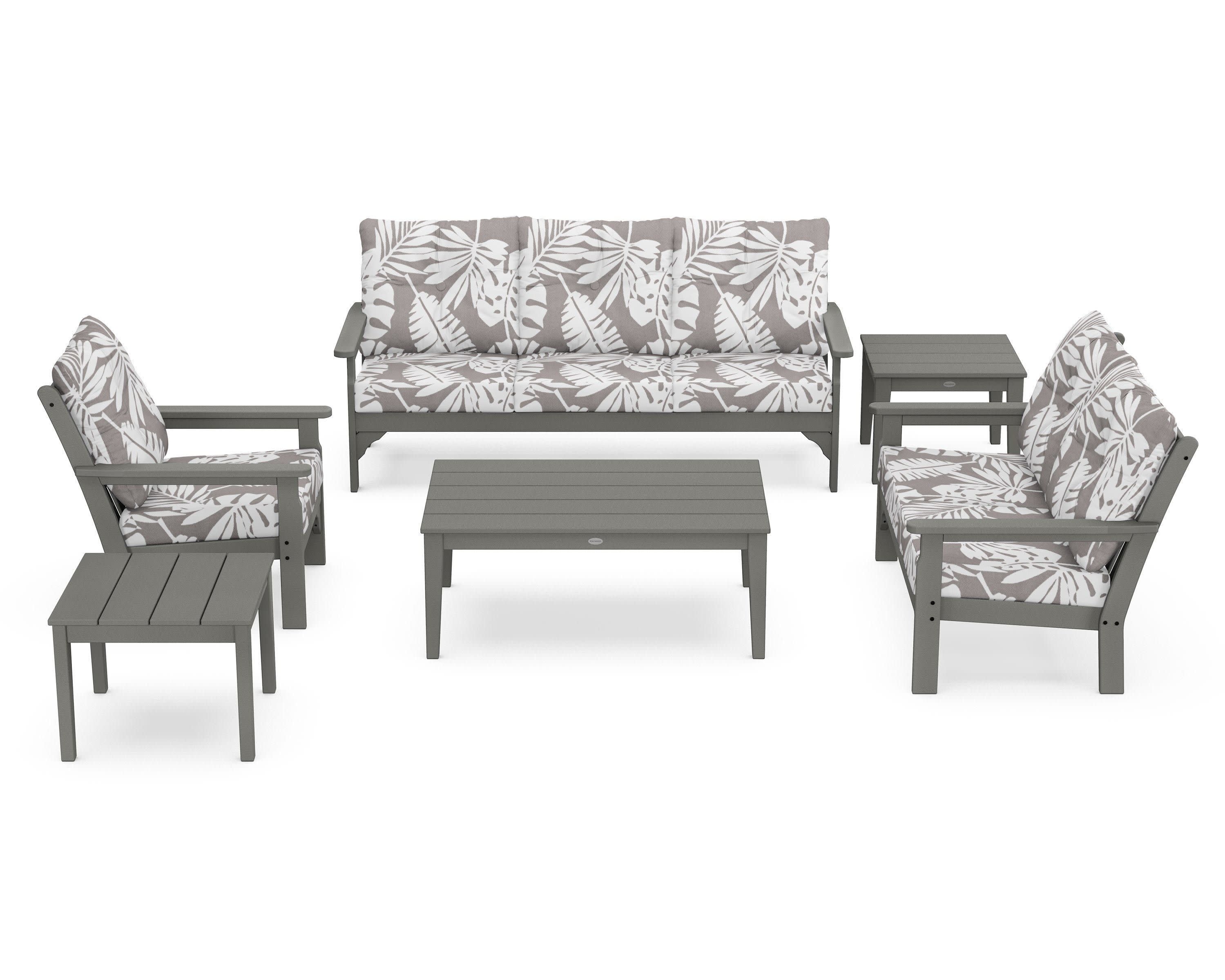 Vineyard 6-Piece Deep Seating Set in Slate Grey / Leaf Grey Mist