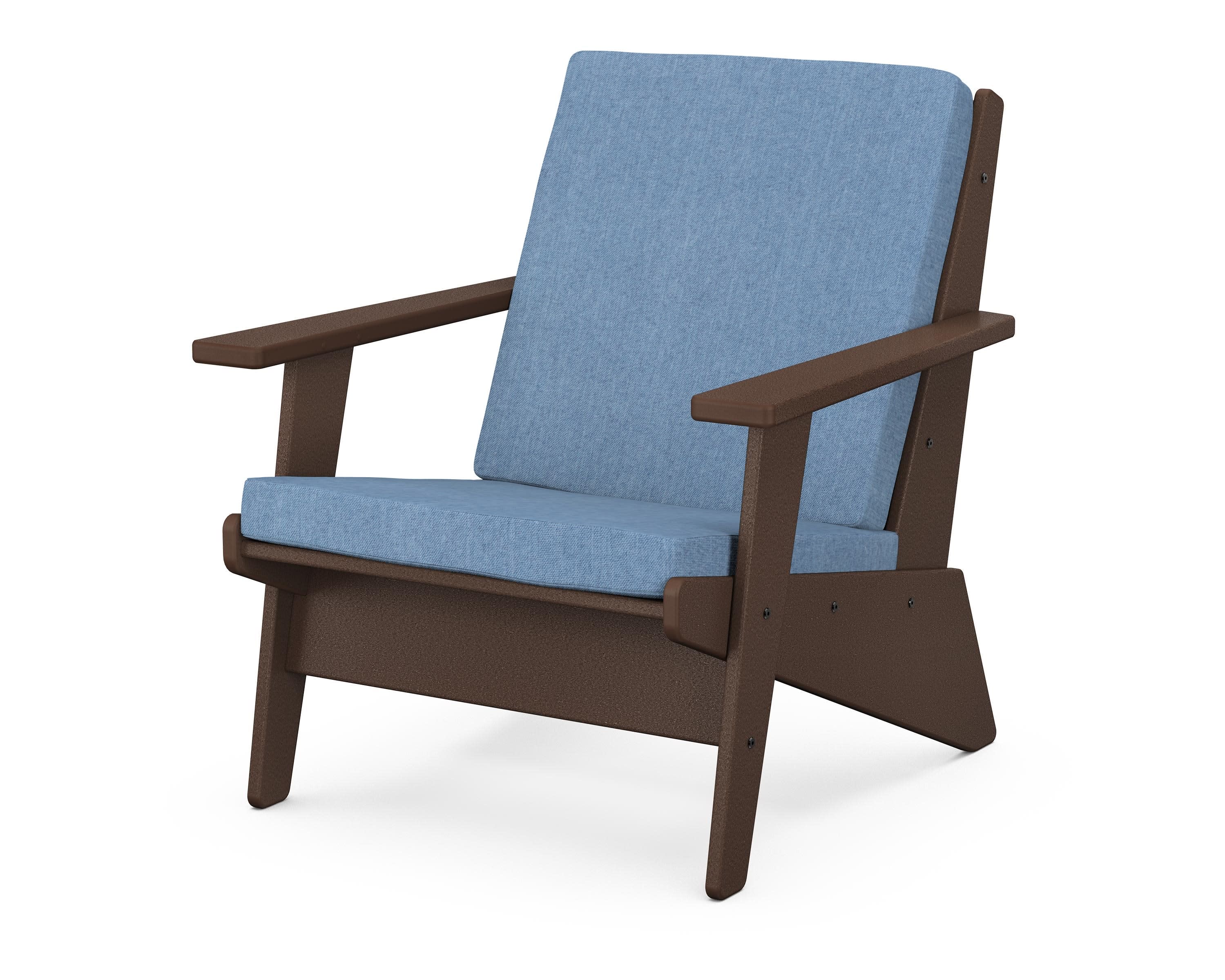 Riviera Modern Lounge Chair in Mahogany / Sky Blue