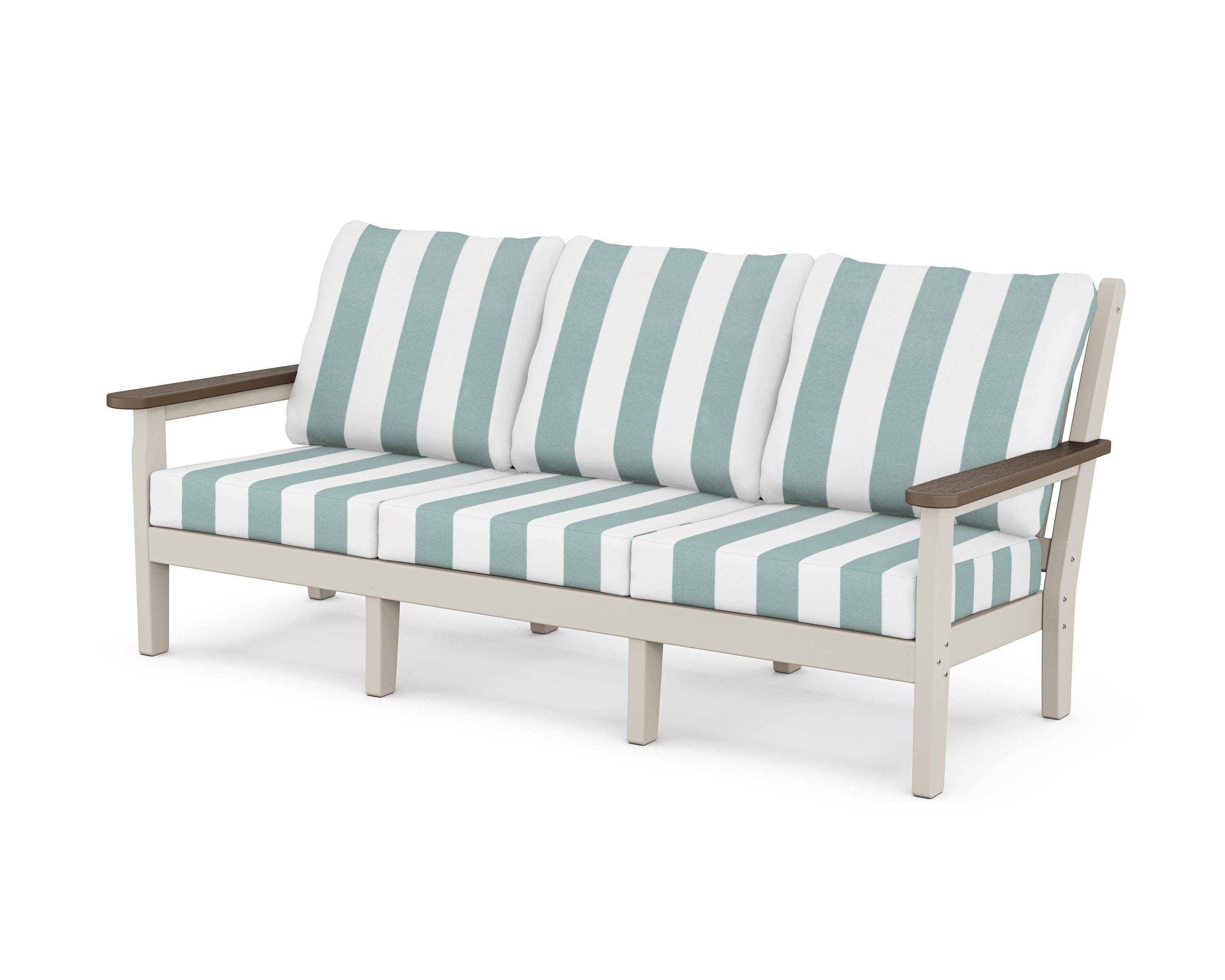 Chippendale Deep Seating Sofa in Sand / Kona / Cabana Stripe Glacier Spa