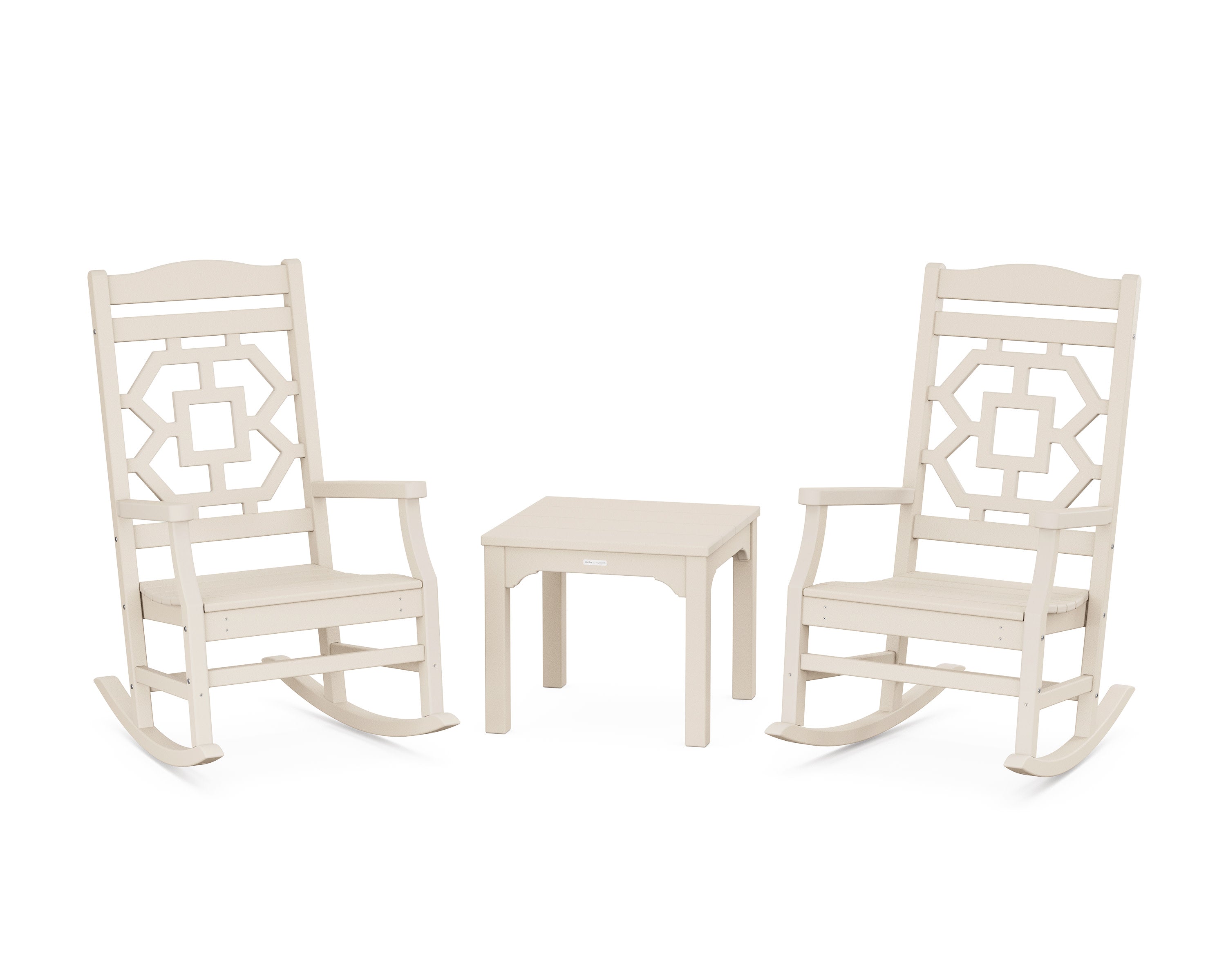 Chinoiserie 3-Piece Rocking Chair Set in Sand