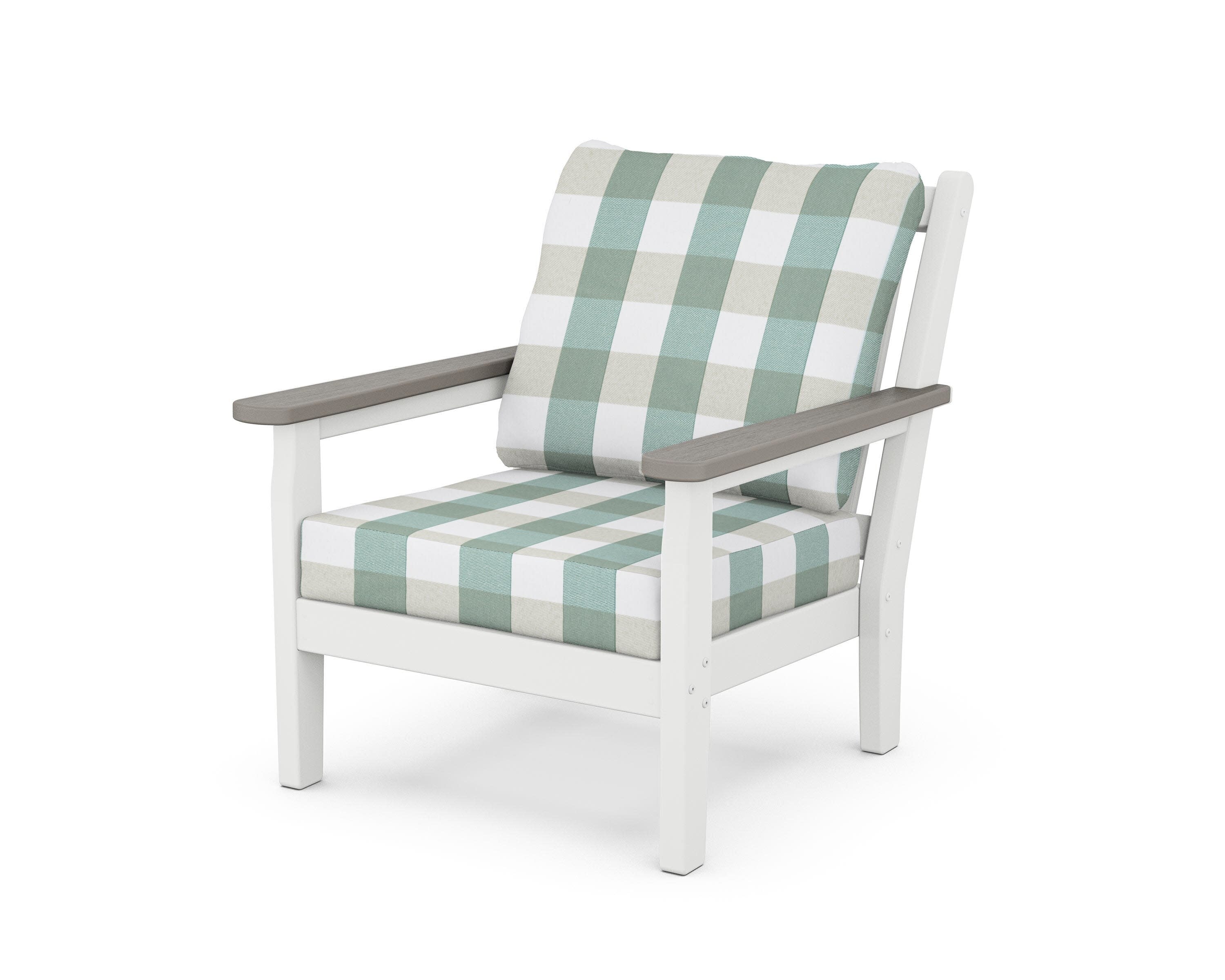 Chippendale Deep Seating Chair in White / Driftwood / Buffalo Plaid Glacier Spa
