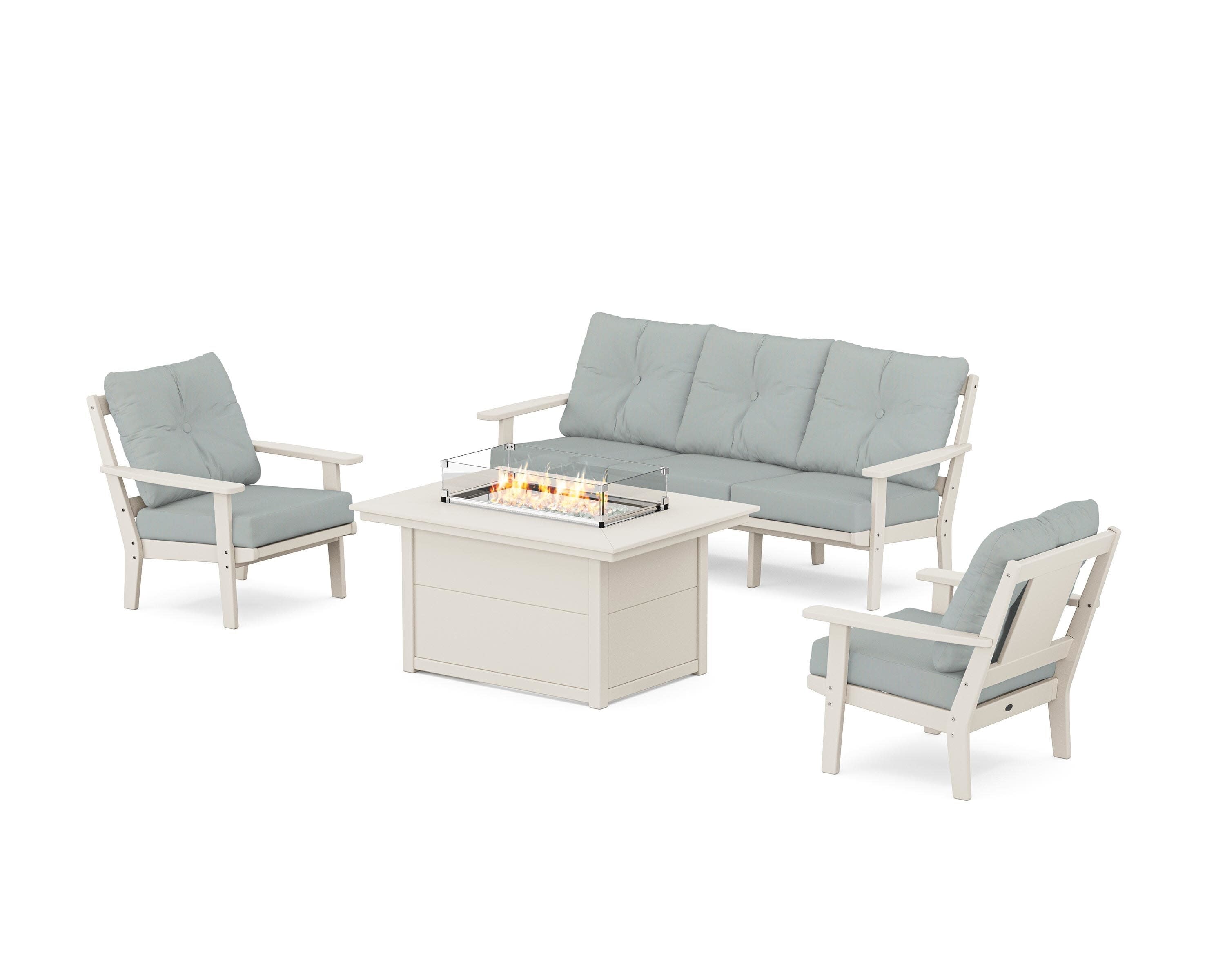 Prairie Deep Seating Fire Pit Table Set in Sand / Spa