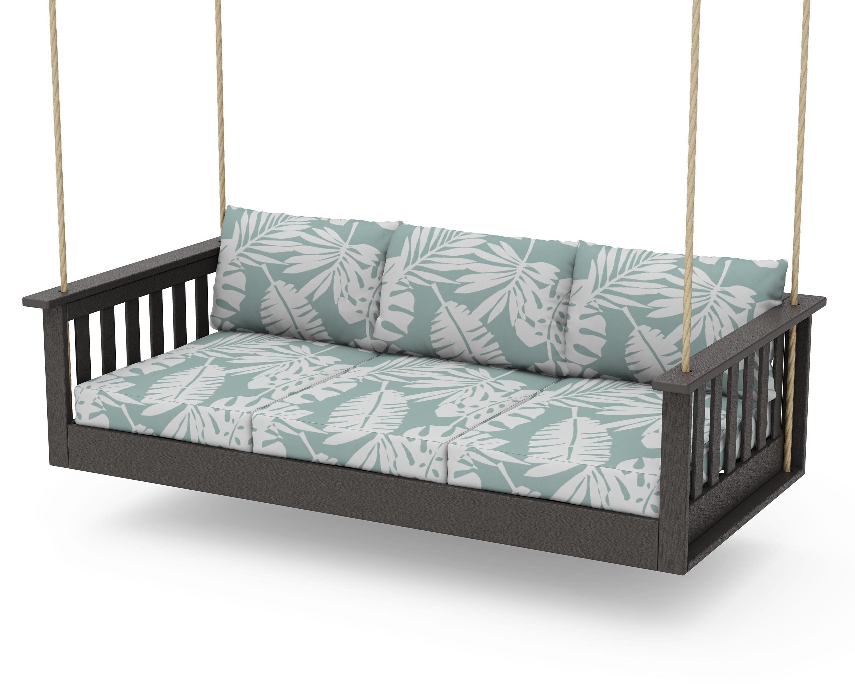 Vineyard Daybed Swing in Vintage Coffee / Leaf Glacier Spa