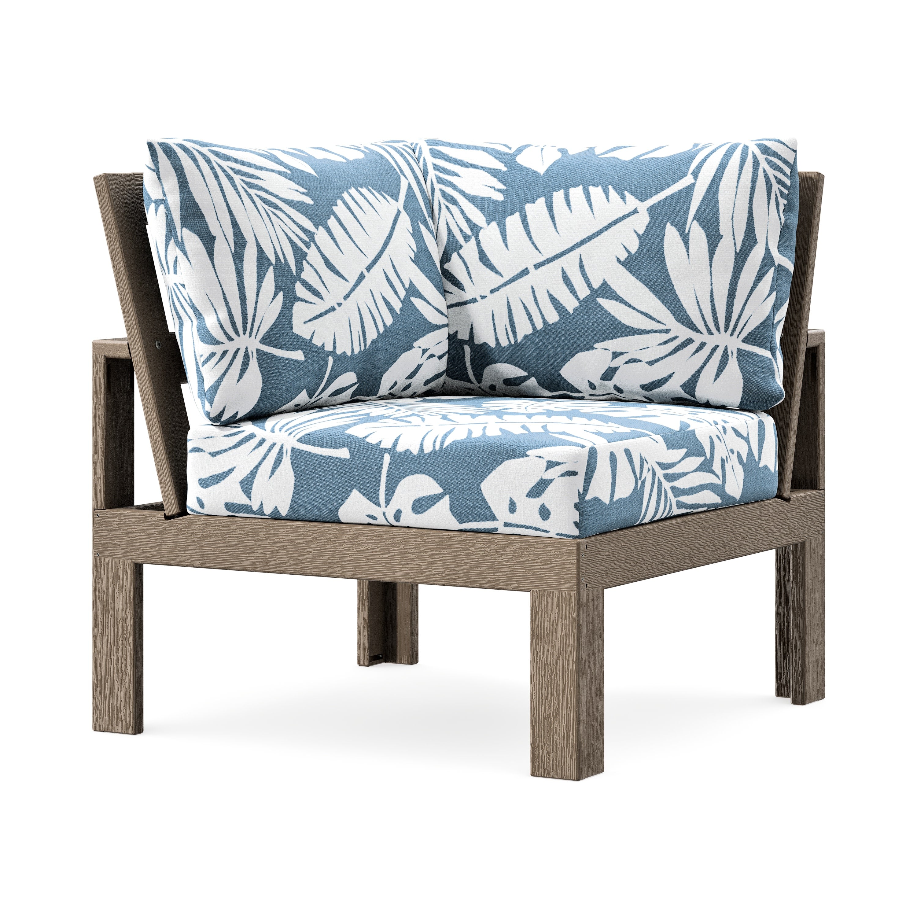 Modular Corner Chair in Vintage Sahara / Leaf Sky Blue
