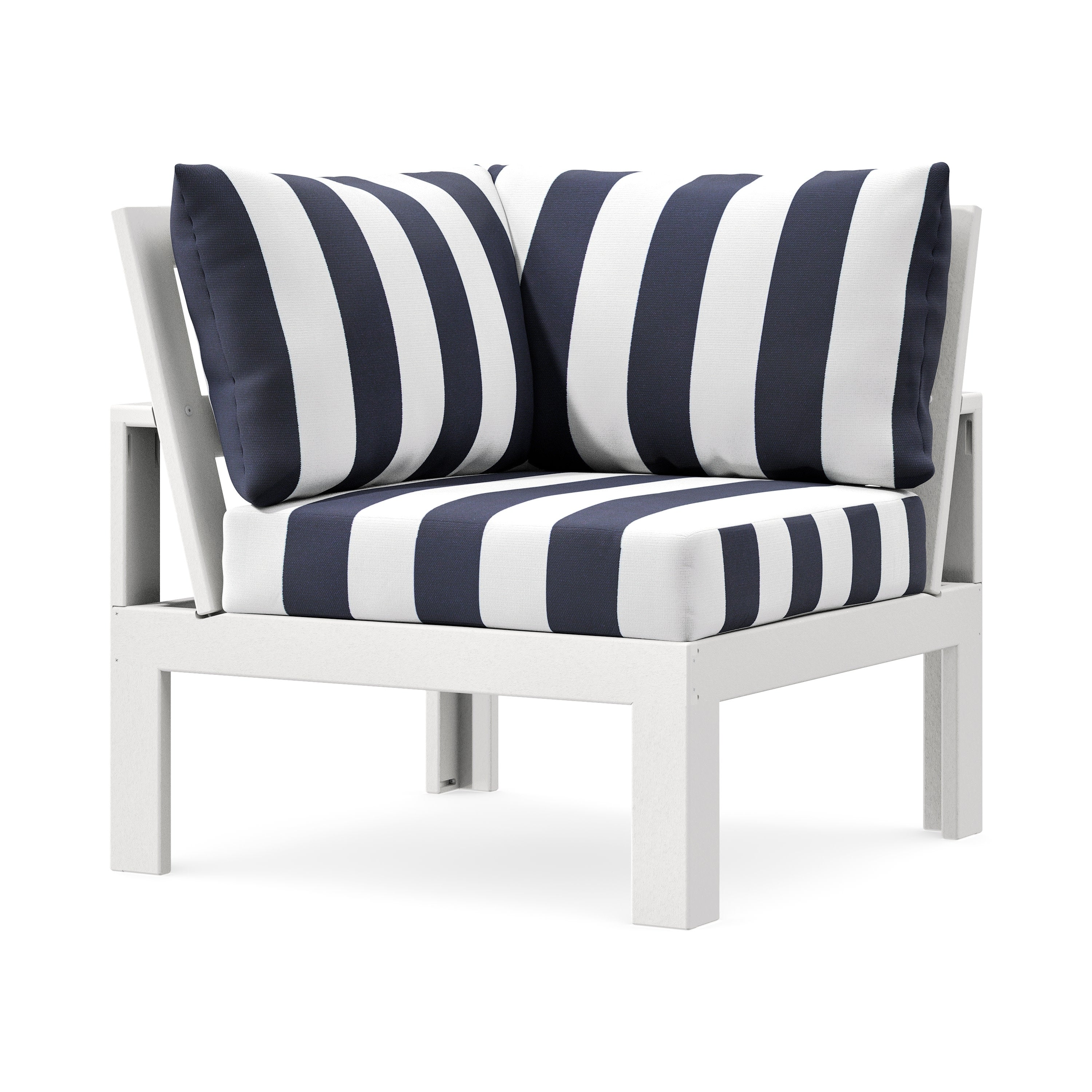 Modular Corner Chair in White / Cabana Stripe Navy
