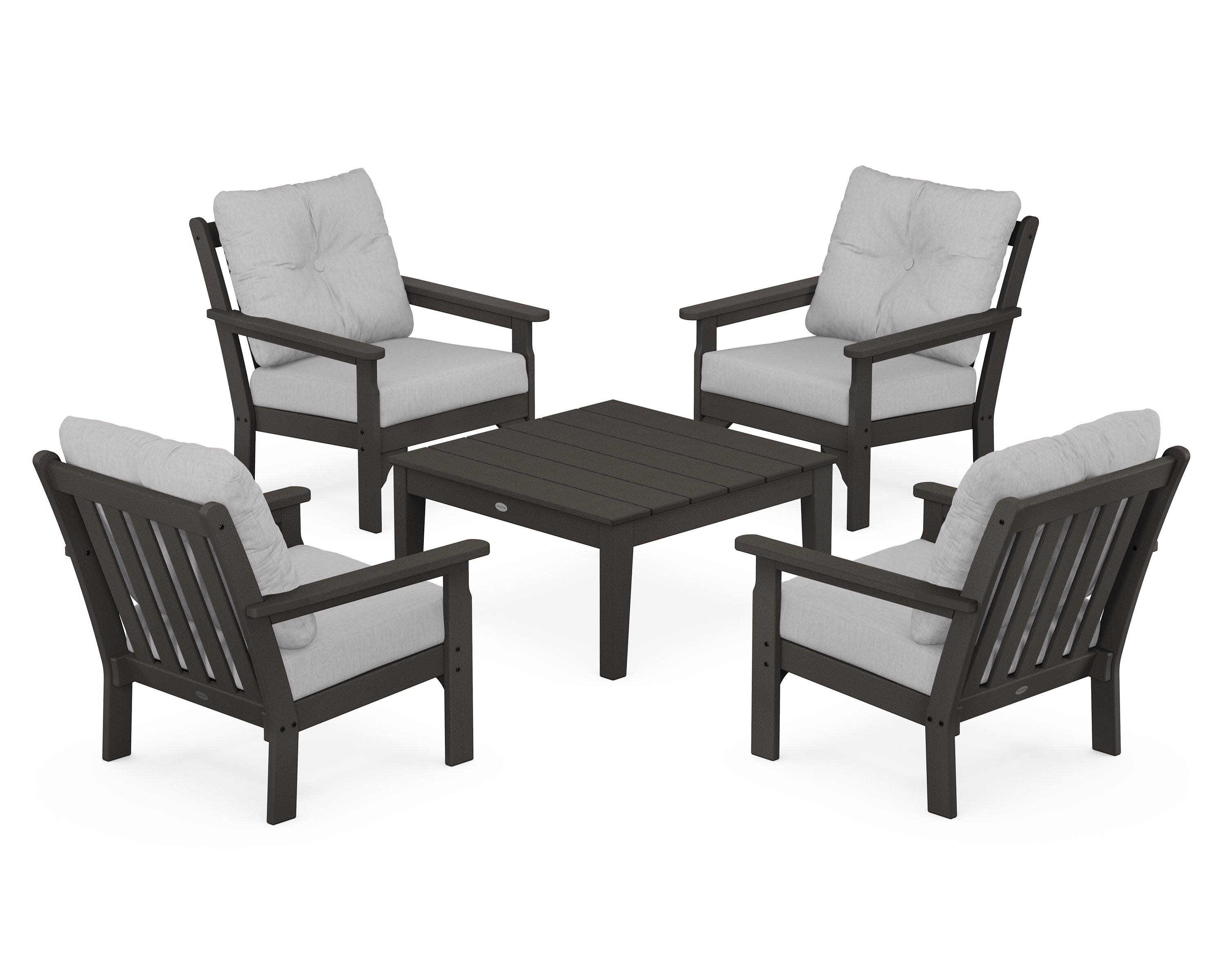 Vineyard 5-Piece Deep Seating Conversation Set in Vintage Coffee / Granite