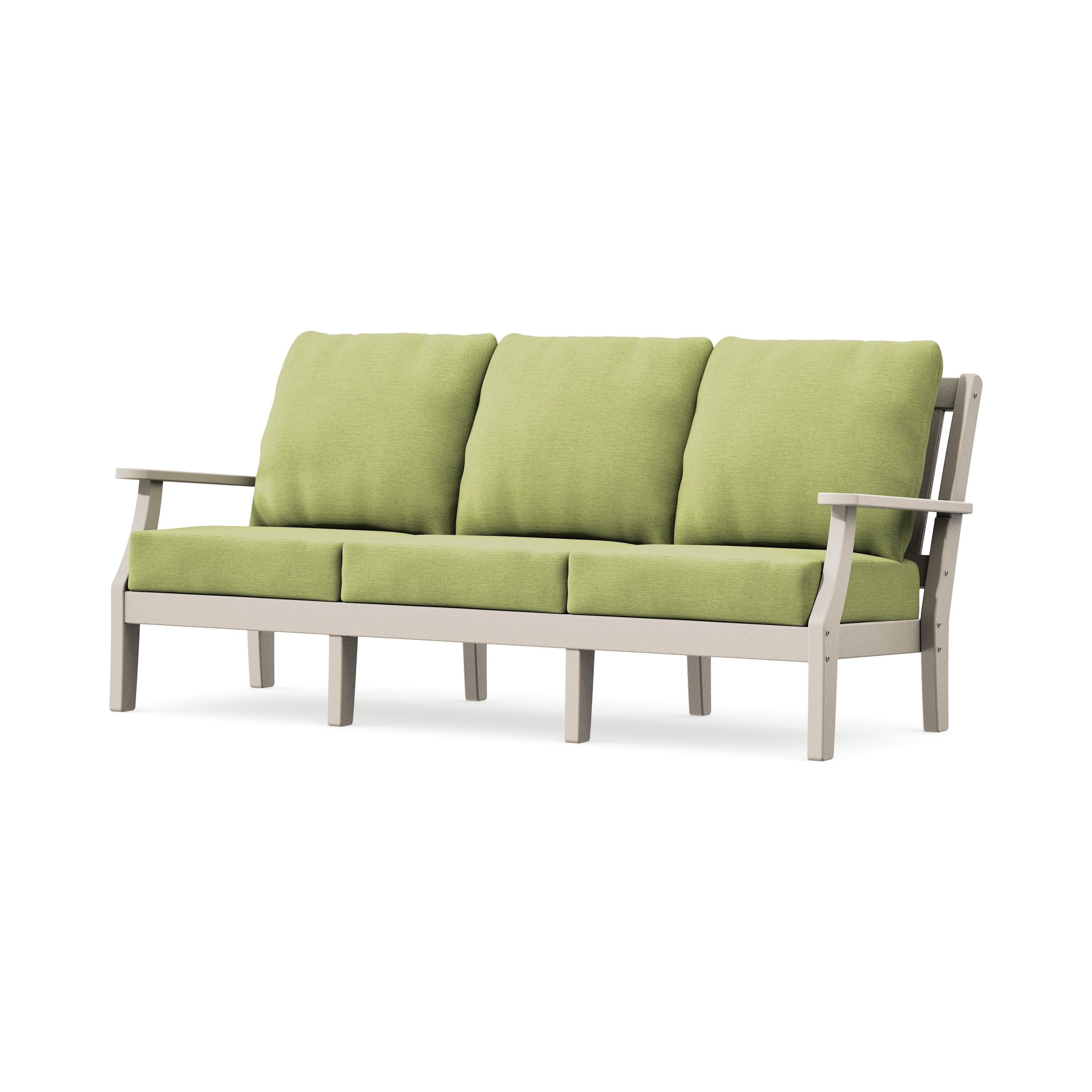 Chinoiserie Deep Seating Sofa in Sand / Chartreuse Boucle