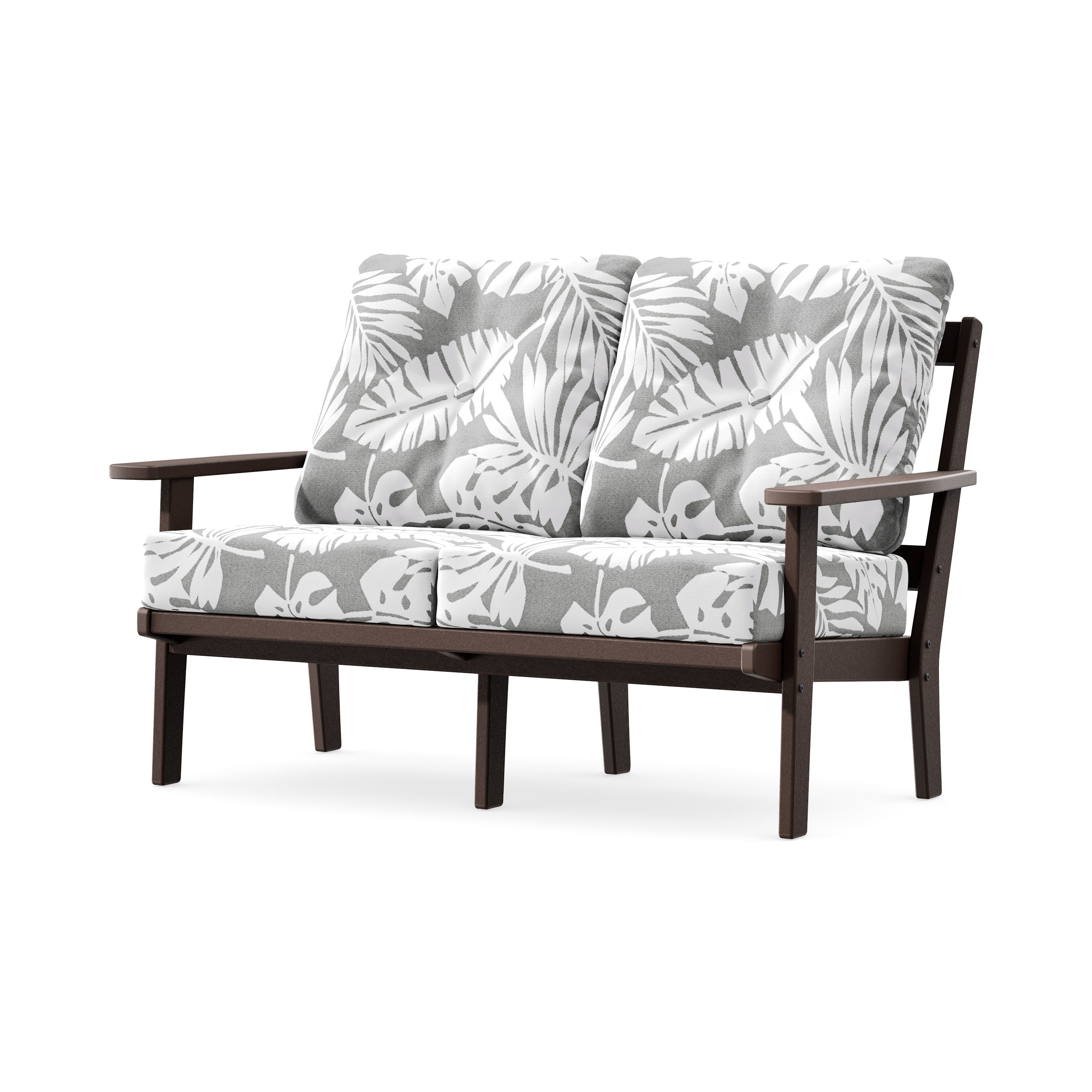 Prairie Deep SeatingLoveseat in Mahogany / Leaf Grey Mist