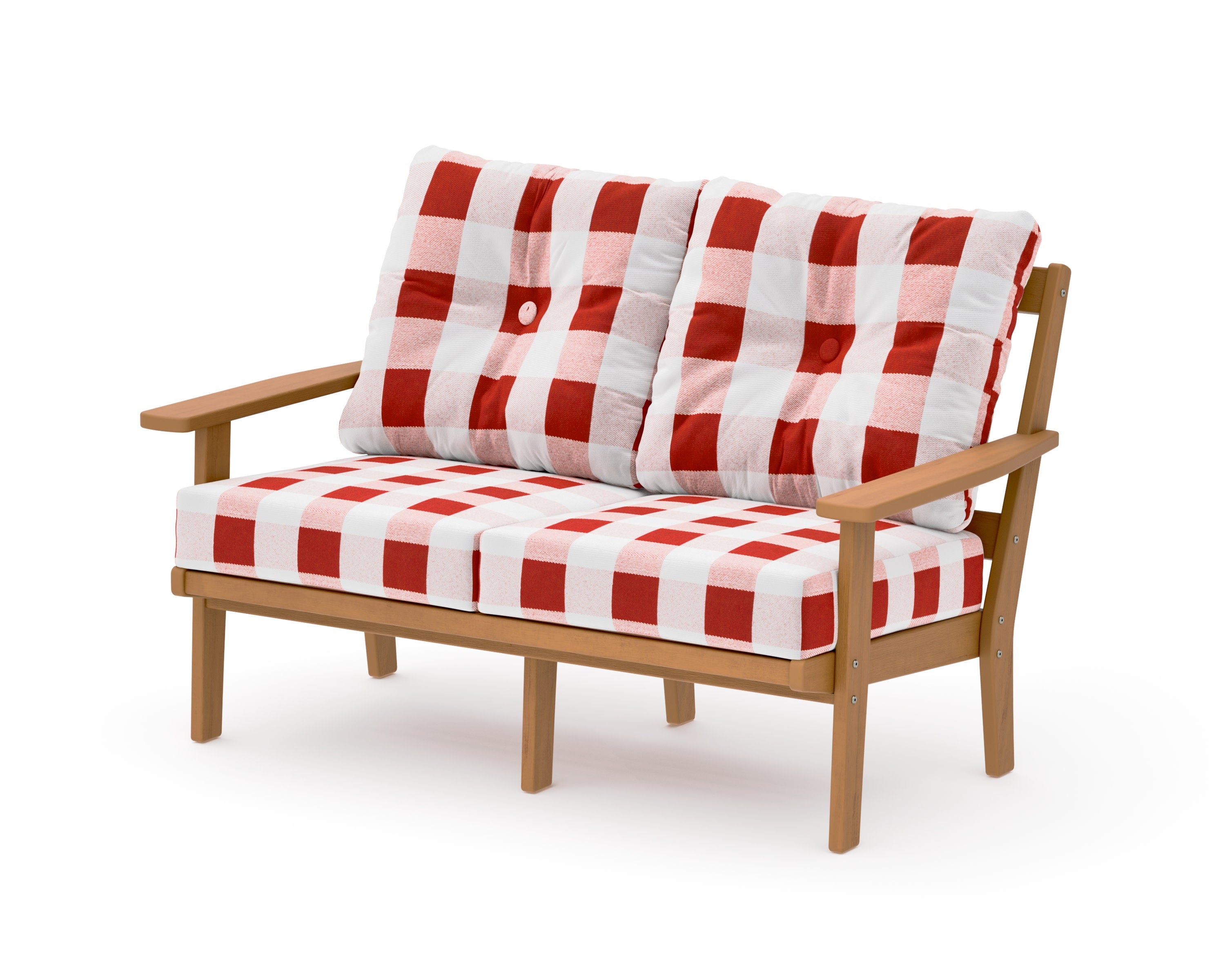Prairie Deep SeatingLoveseat in Natural / Buffalo Plaid Crimson
