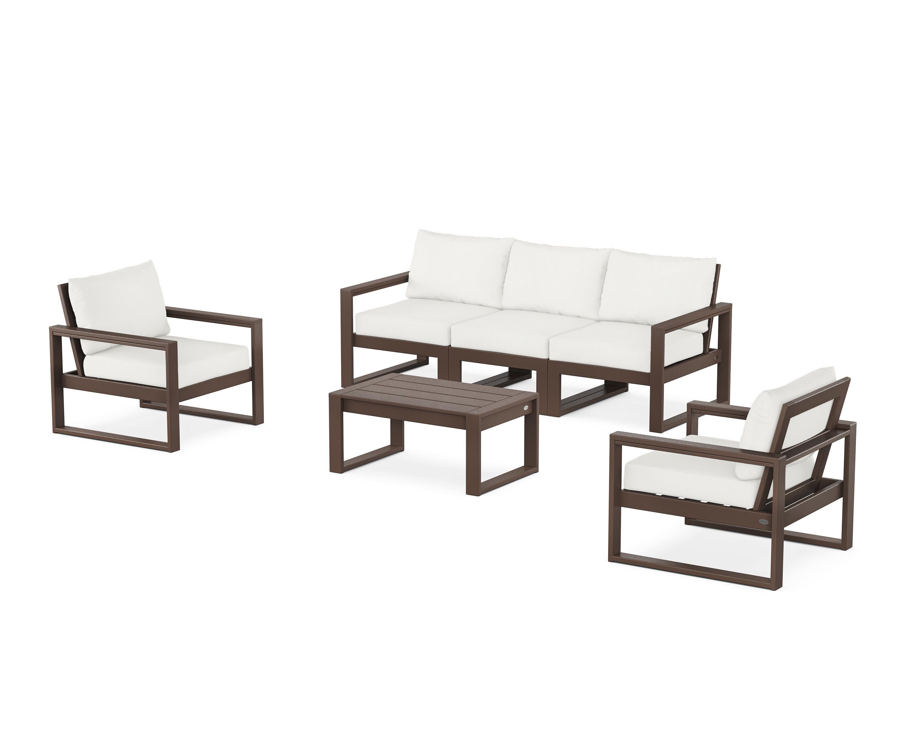 EDGE Sectional 4-Piece Deep Seating Set with Sofa in Mahogany / Natural Linen
