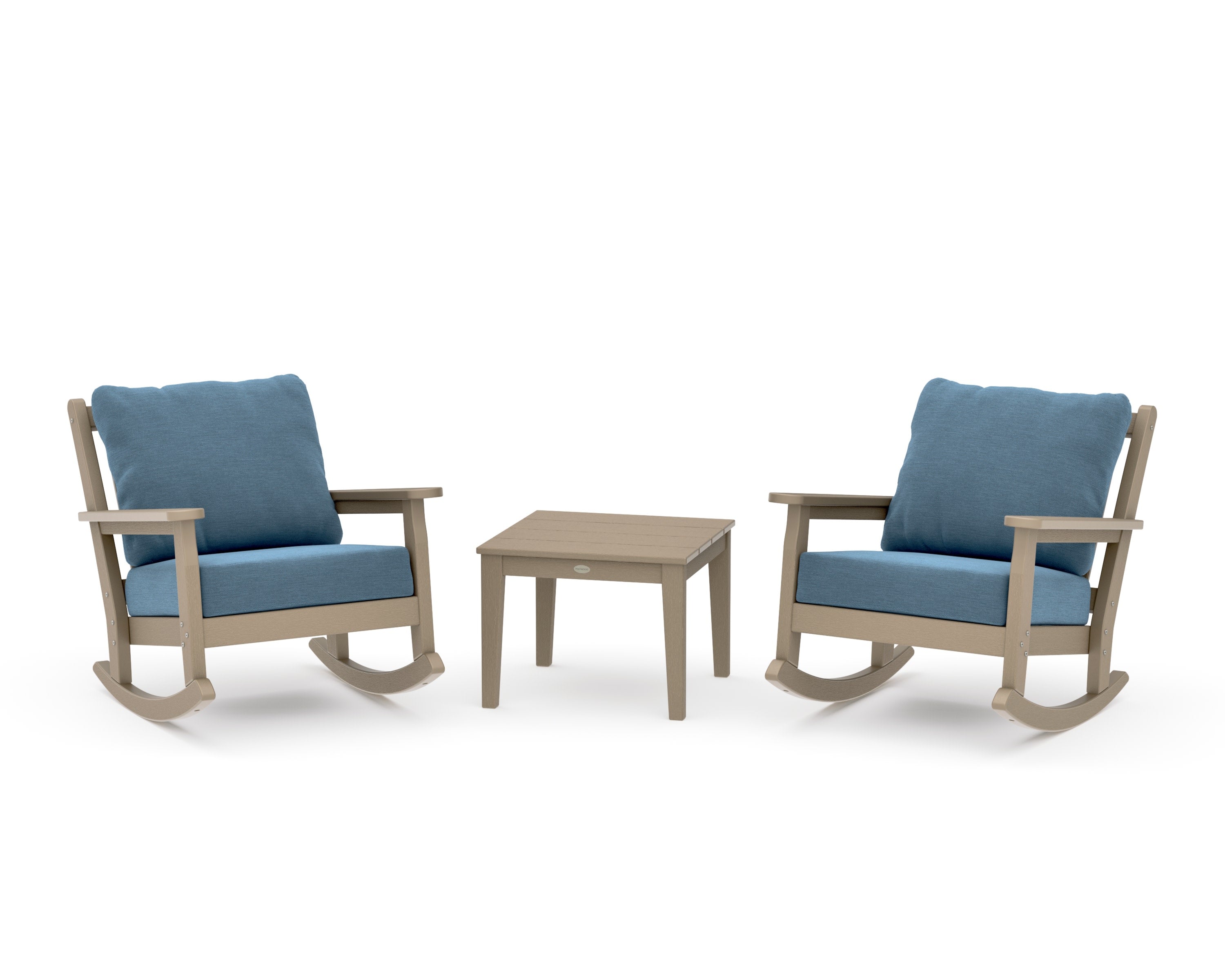 Chippendale 3-Piece Deep Seating Rocker Set in Vintage Sahara / Sky Blue