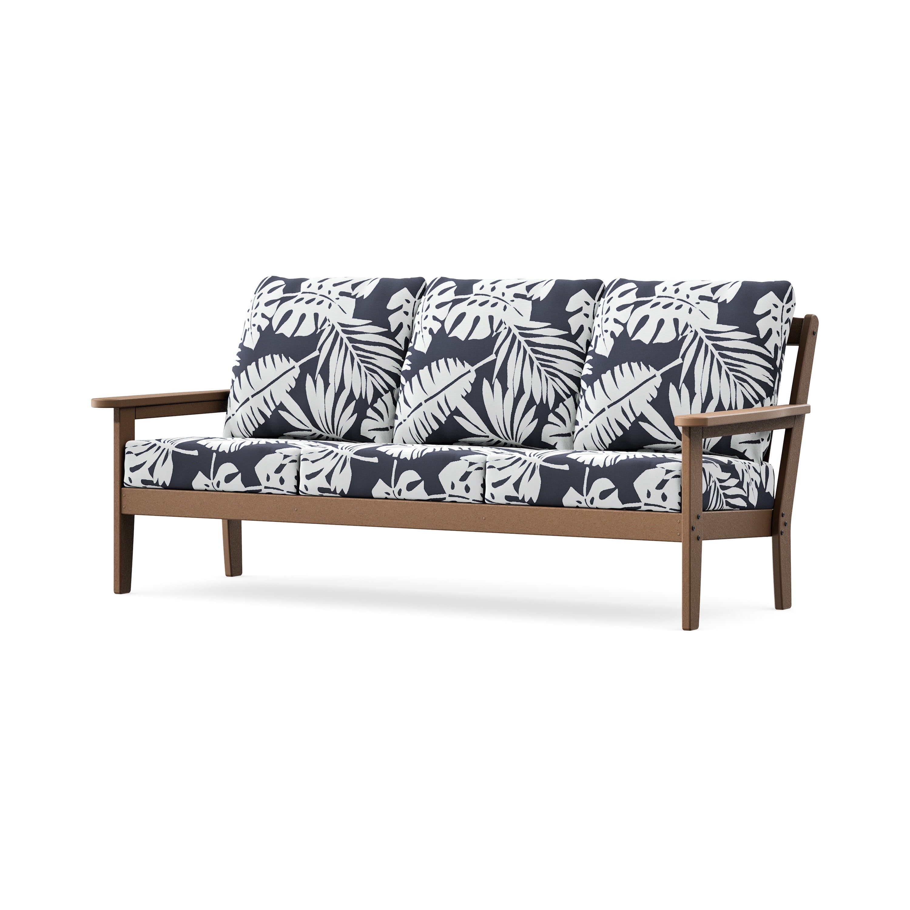 Cottage Deep Seating Sofa in Teak / Leaf Navy