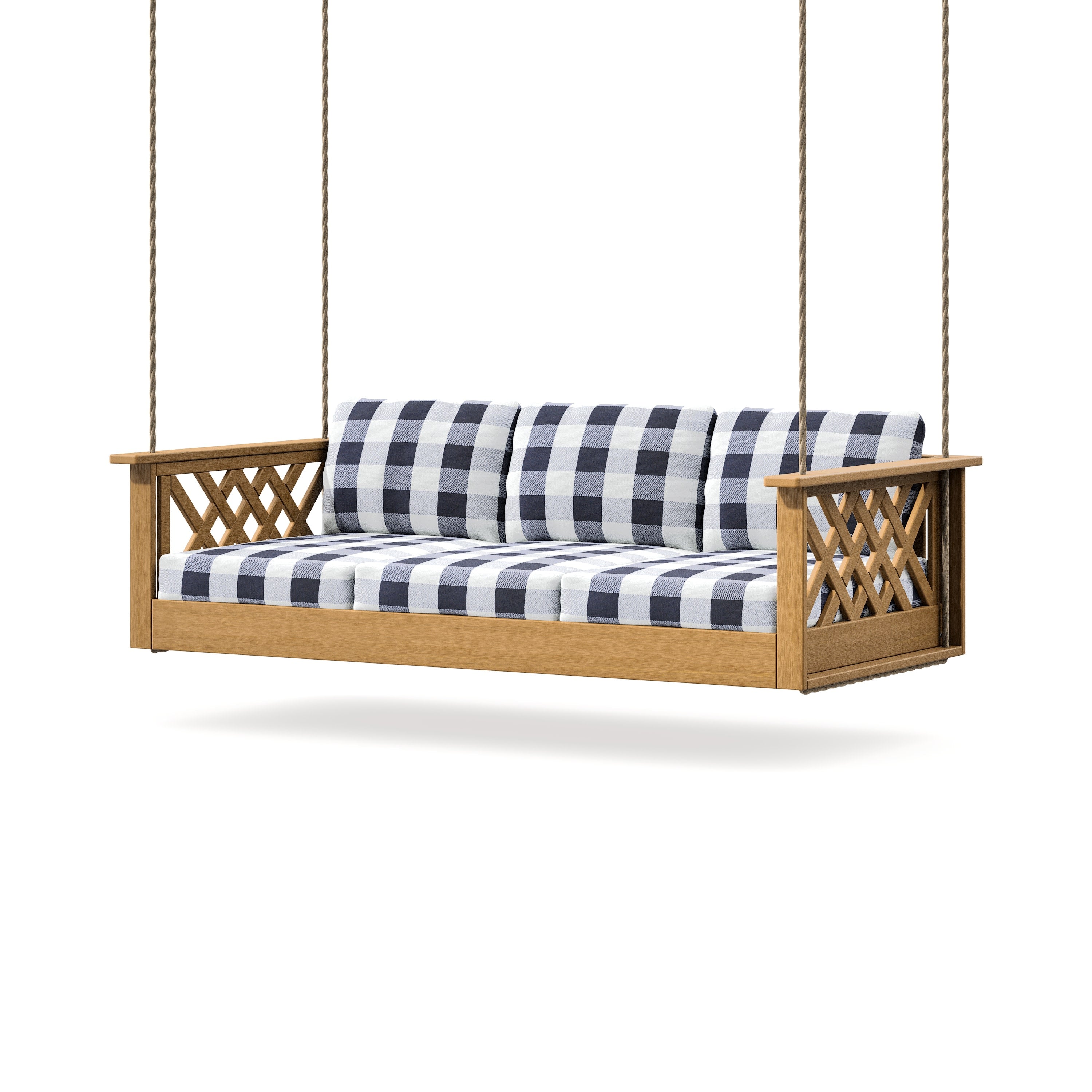 Wovendale Daybed Swing in Natural / Buffalo Plaid Navy