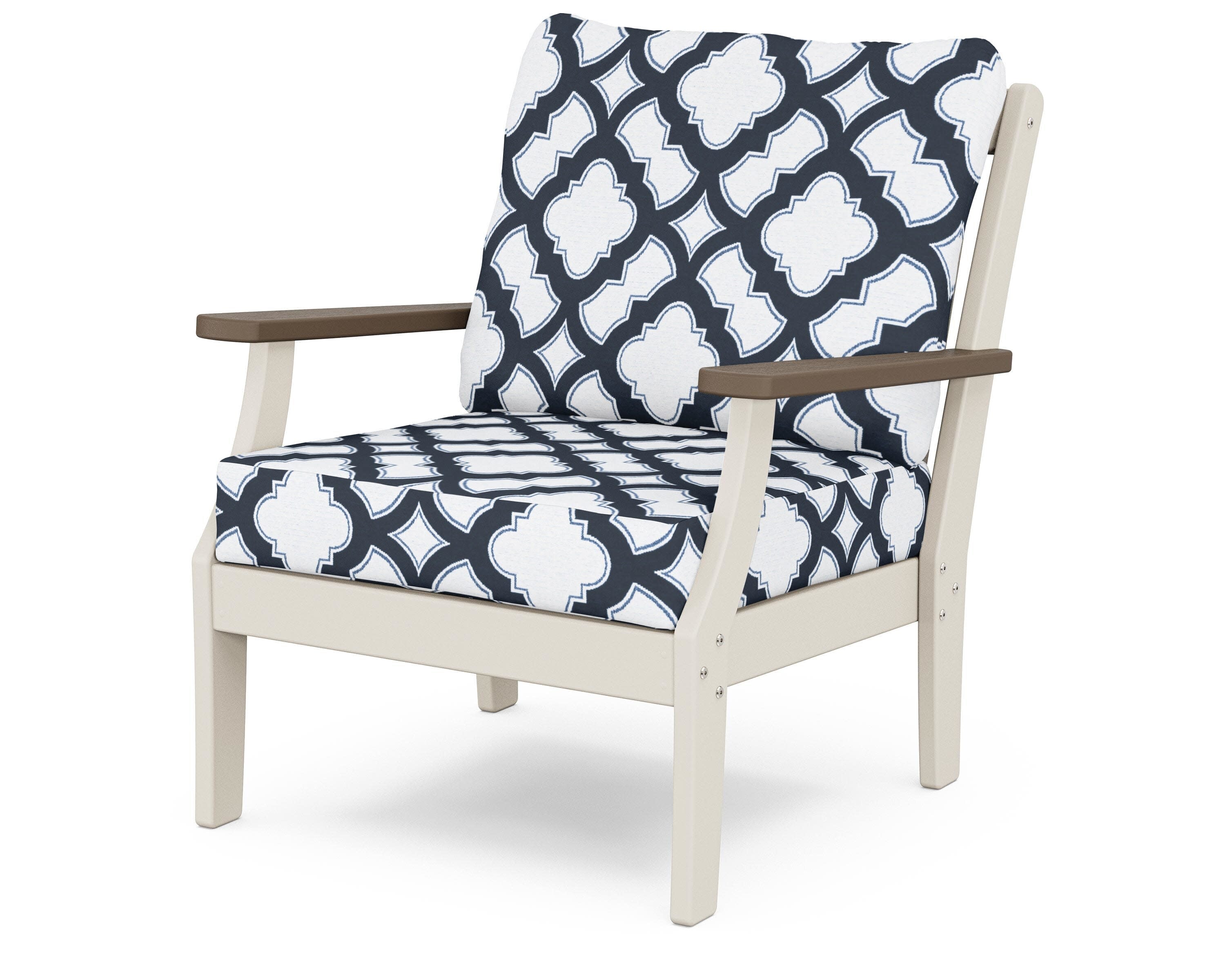 Braxton Deep Seating Chair in Sand / Kona / Trellis Marine Indigo