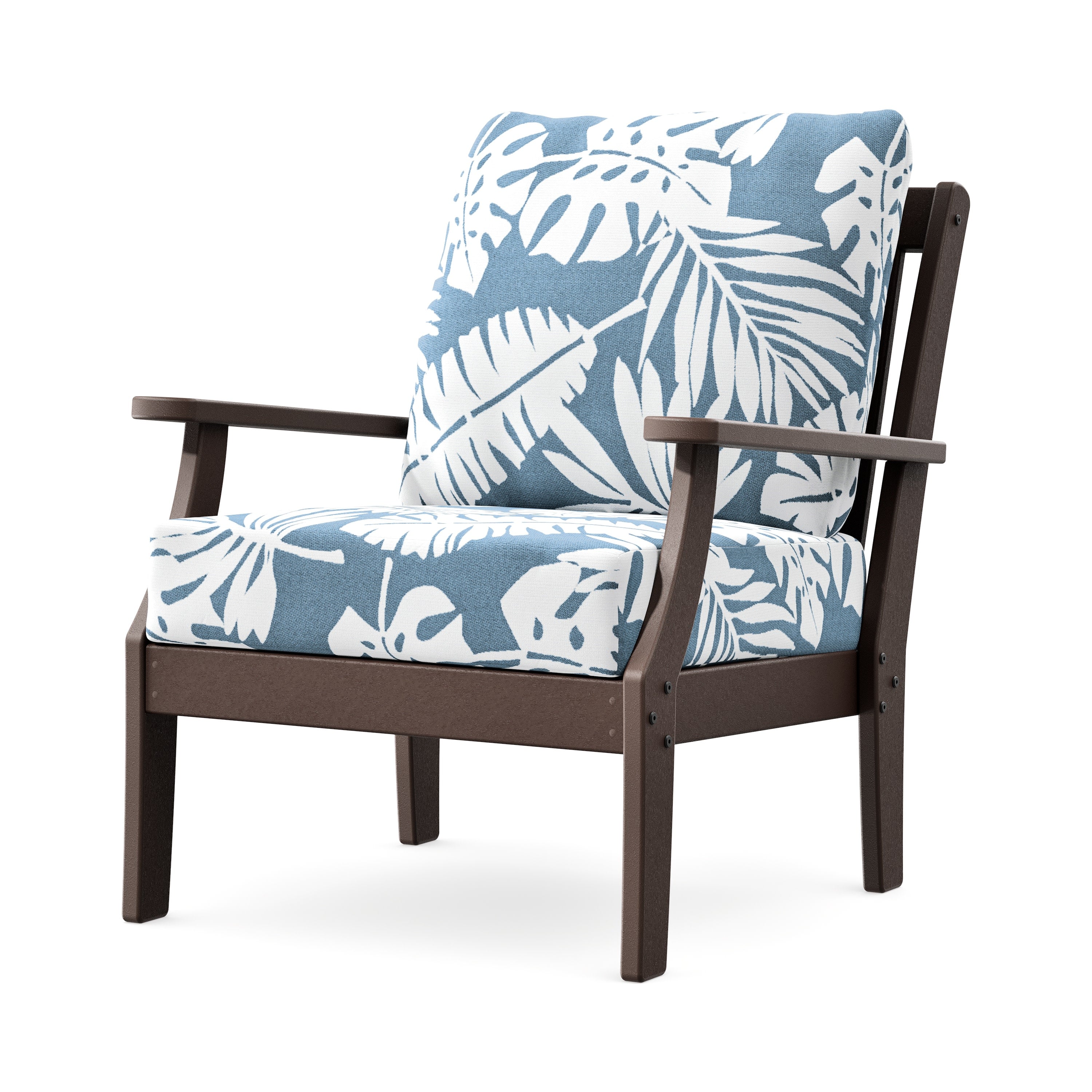 Braxton Deep Seating Chair in Mahogany / Leaf Sky Blue