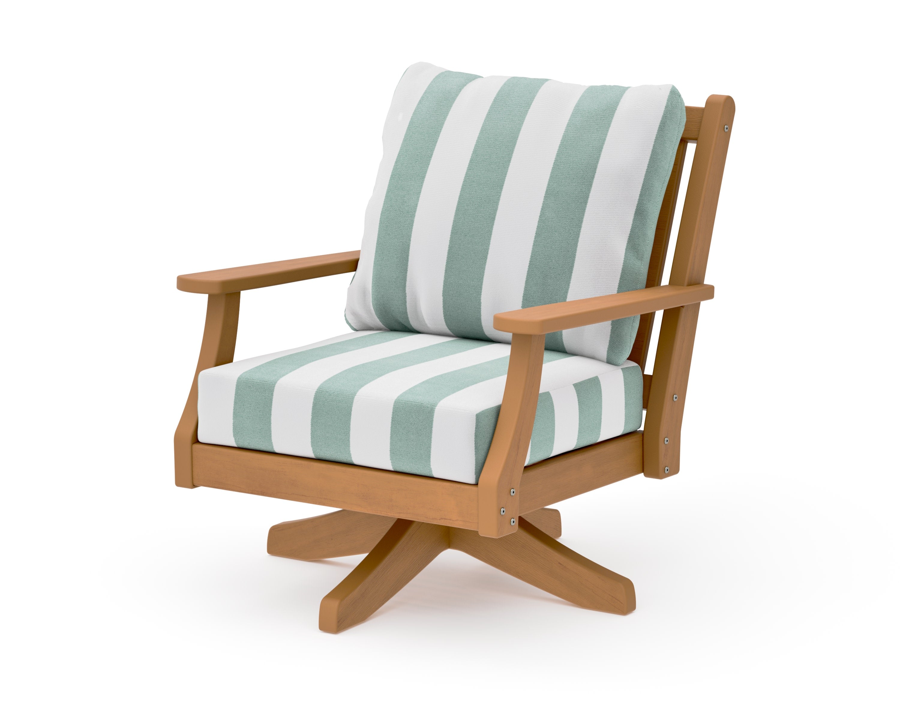 Wovendale Deep Seating Swivel Chair in Natural / Cabana Stripe Glacier Spa