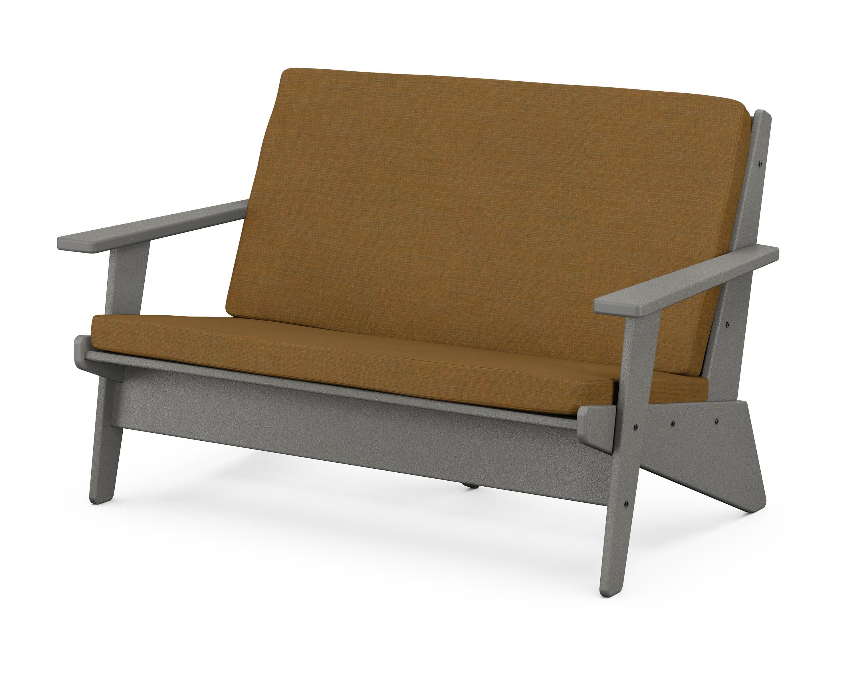 Riviera Modern Lounge Loveseat in Slate Grey / Exhale Teak